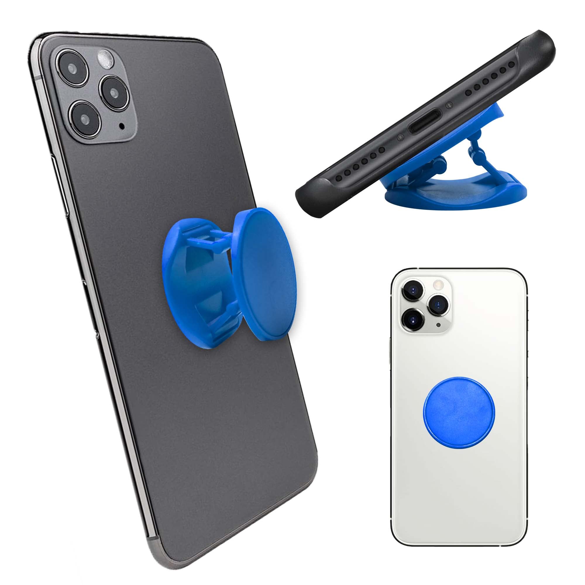Non-Slip Phone Grip Stand for iPhone 14/13/12 & Samsung Galaxy S23/S22 - Ergonomic Blue Phone Holder for Desk, Car & Travel Use