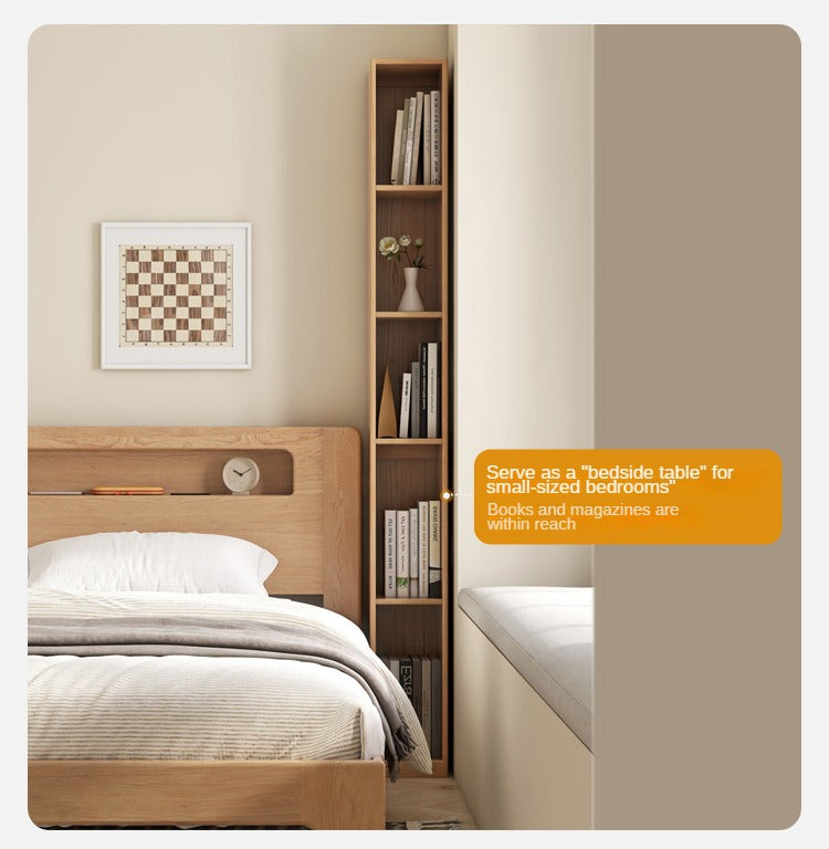 Oak Solid Wood Ultra Narrow Bookcase - Space-Saving Bookshelf for Small Rooms, Apartments & Home Office | Durable & Stylish Storage Solution