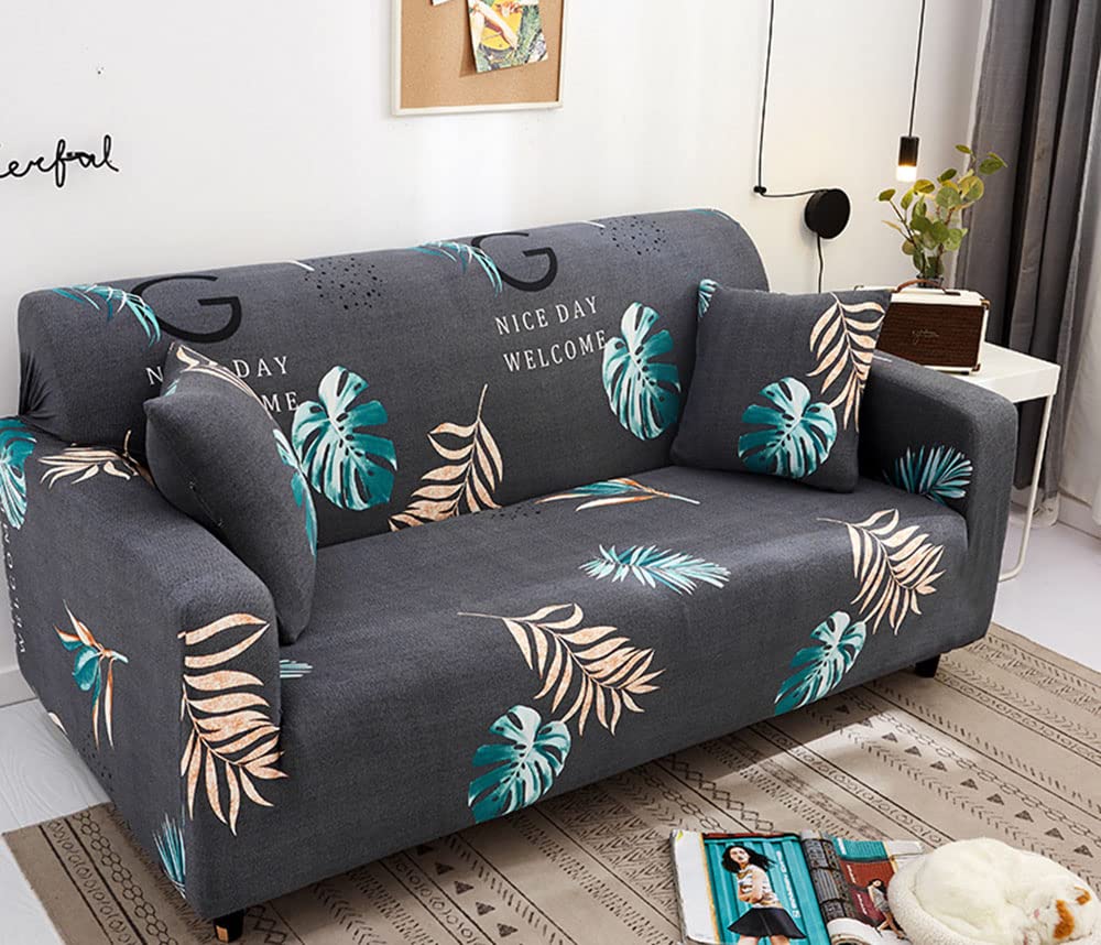 YOPOIY Stretch Sofa Cover - Polyester Elastic Fabric Slipcover with Printed Pattern, Universal Fitted Couch Cover for 3-Seater Sofas (190-230cm) - Furniture Protector for Living Room, Office & Home Decor