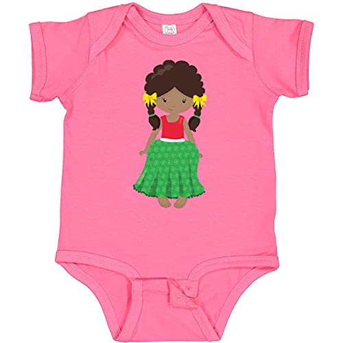 Inktastic African American Girl Fashion Baby Bodysuit with Green Skirt - Cute Outfit for Infants, Toddler Girls, and Newborns - Perfect for Casual Wear, Family Photos, and Special Occasions