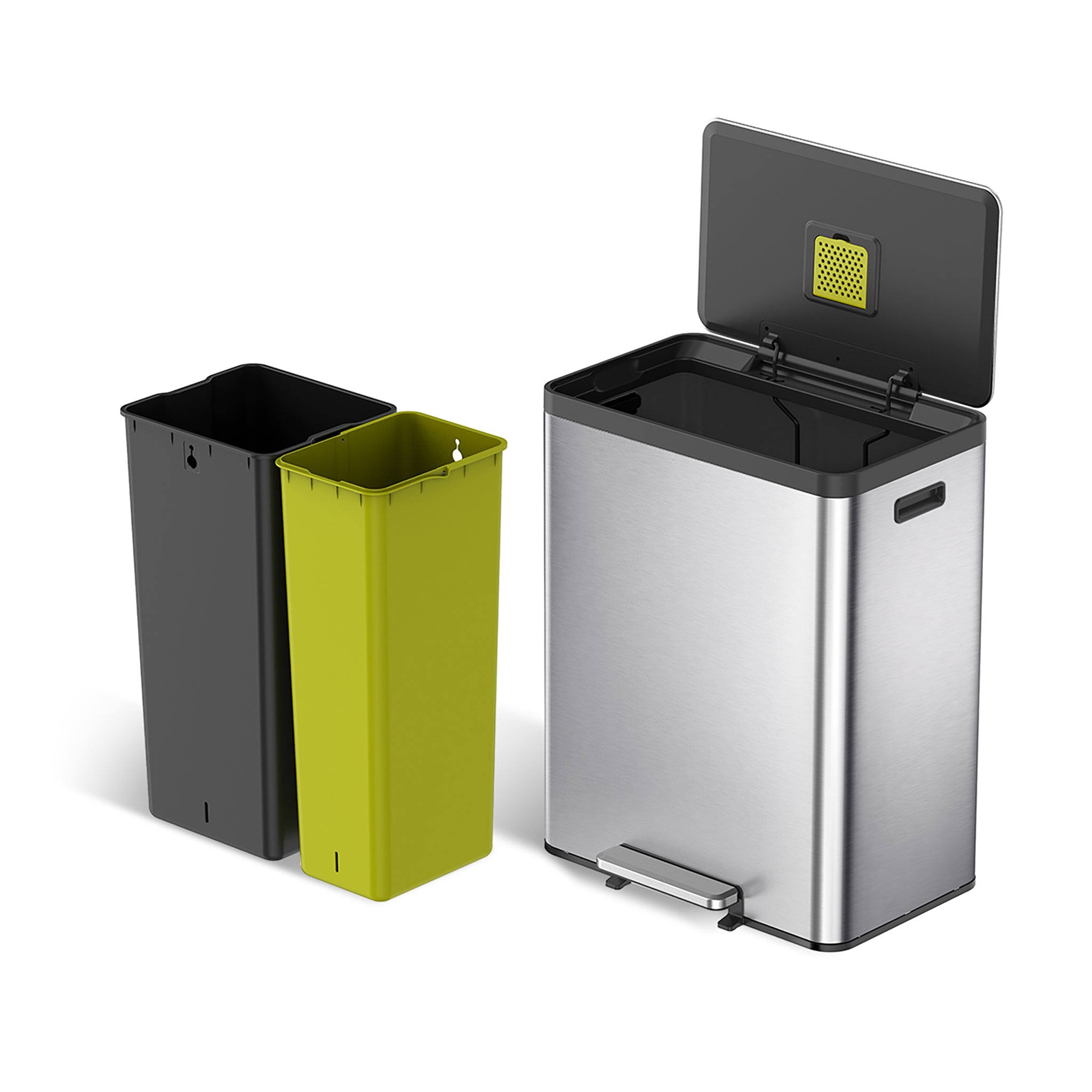 EcoCasa II Step Dual Compartment 20L+20L Recycling Bin - Perfect for Kitchen, Office & Eco-Friendly Waste Sorting