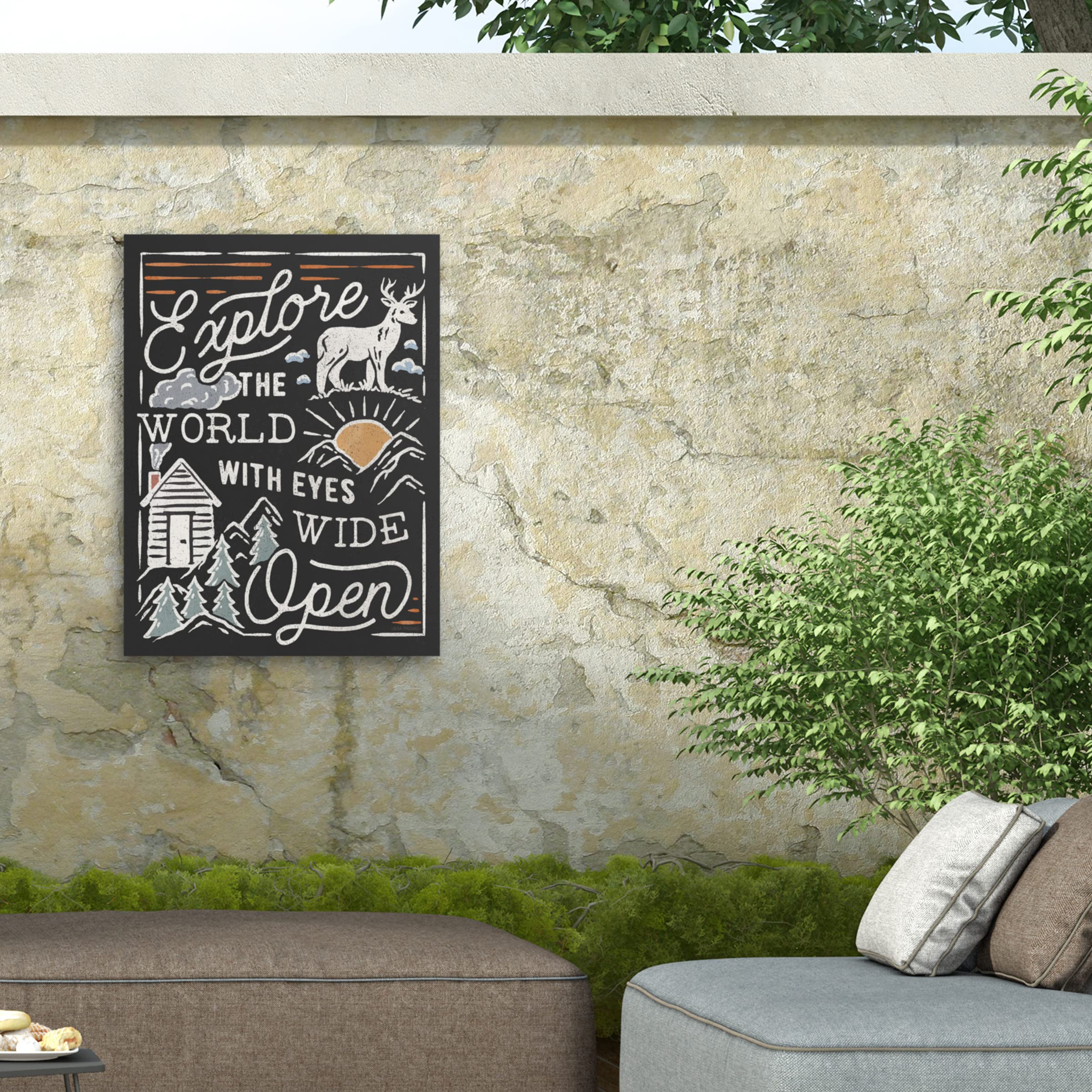 Laura Marshall 'Adventurous IV Black' Weatherproof Outdoor Wall Art - Perfect for Patio, Garden, and Exterior Home Decor