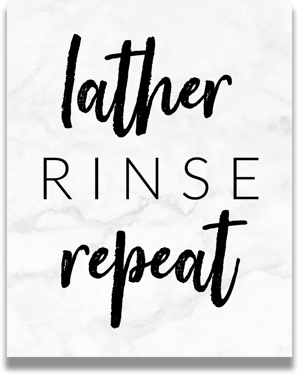 Lather Rinse Repeat - Farmhouse Bathroom Wall Art Decor - 16x20 Unframed Poster for Powder Room & Bathroom - Vintage Bathroom Sign Artwork - Perfect for Farmhouse, Rustic or Cottage Style Bathrooms