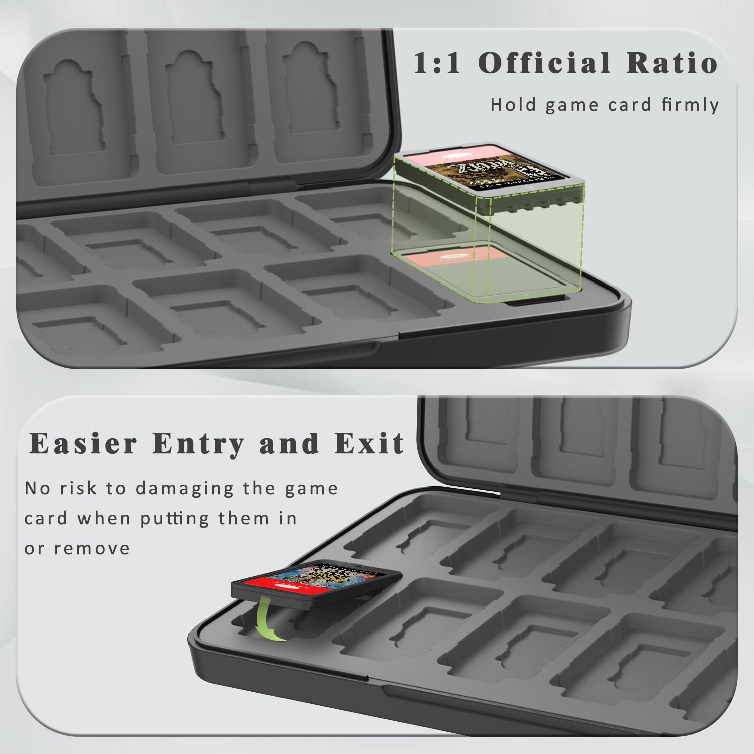 Nintendo Switch Game Case Holder - 24 Game Cartridge & 24 Micro SD Card Slots - Portable Travel Storage Organizer for Nintendo Switch Accessories - Perfect for Gaming on the Go (Black)