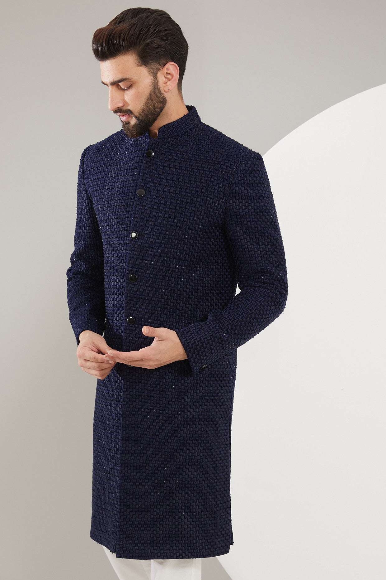 Royal Blue Embroidered Sherwani for Men - Traditional Indian Wedding Outfit - Perfect for Groom, Festivals & Special Occasions