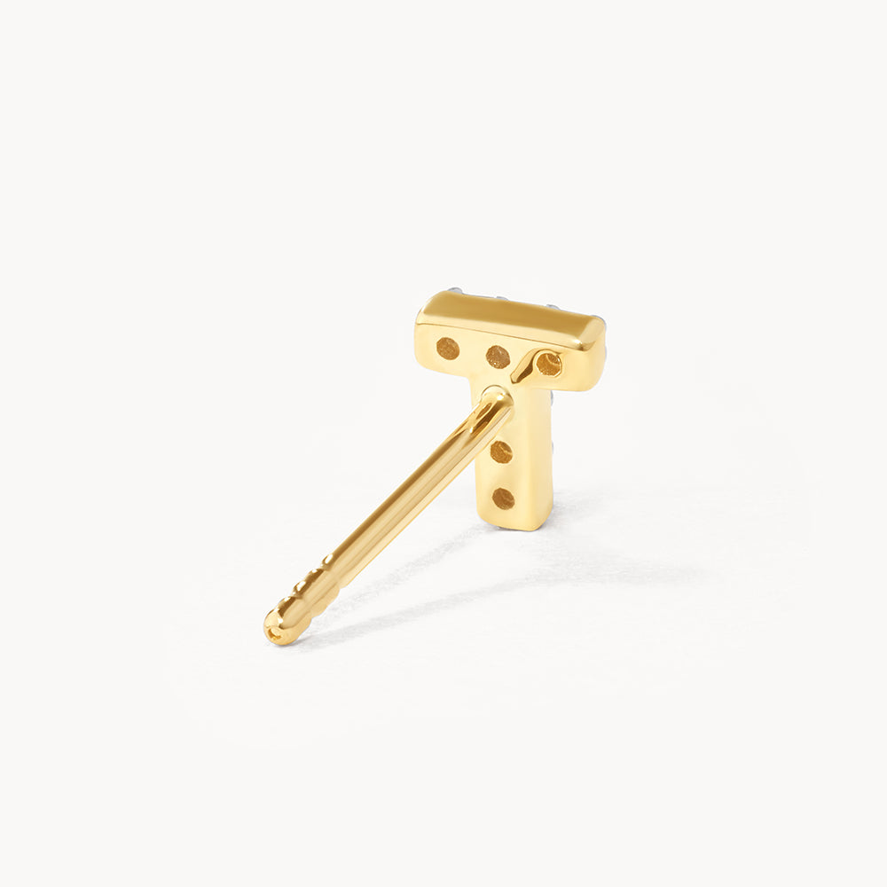 10k Gold Diamond Letter T Single Stud Earring - Minimalist Initial Jewelry for Women, Perfect for Everyday Wear & Gift Giving