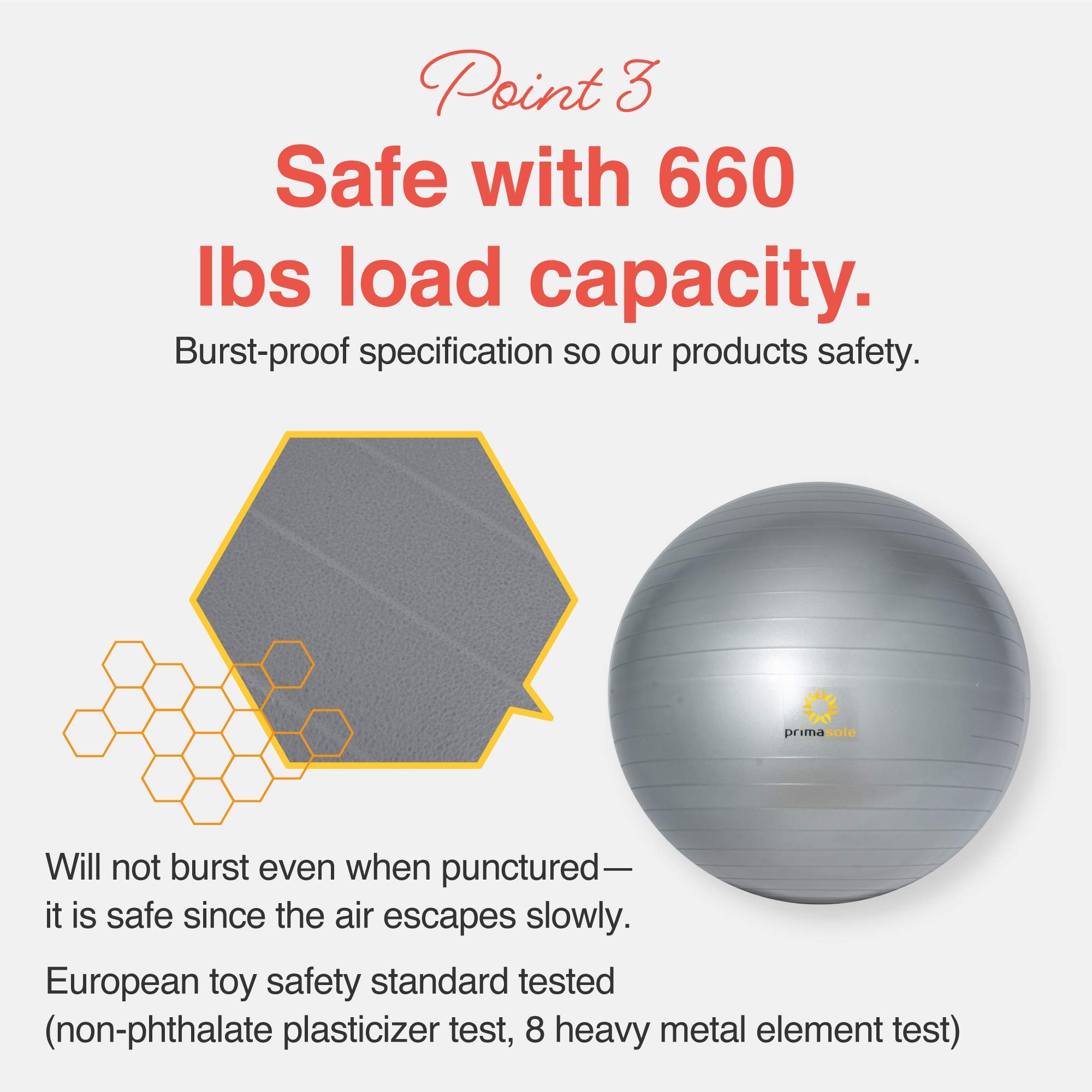 Primasole Exercise Ball for Balance, Stability, Fitness, Yoga, Pilates - Anti-Burst Gym & Home Workout Ball for Core Strength, Pregnancy & Office Chair - Perfect for Home Gym, Yoga Studio & Office Ergonomic Seating