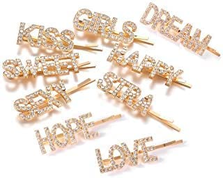 6 Pcs Crystal Letter Hair Clips for Women - Rhinestone Hair Barrette for Women - Perfect for Weddings, Parties, and Everyday Styling