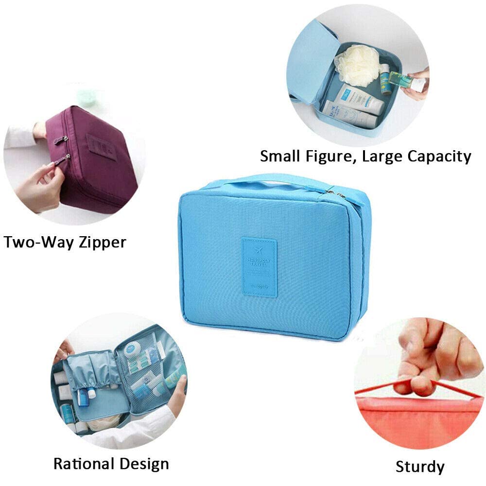 Foldable Travel Toiletry Bag - Waterproof Cosmetic Makeup Organizer Pouch with Carry Handle for Women & Men (Multi Colors) | Perfect for Vacation, Gym, Camping & Business Trips