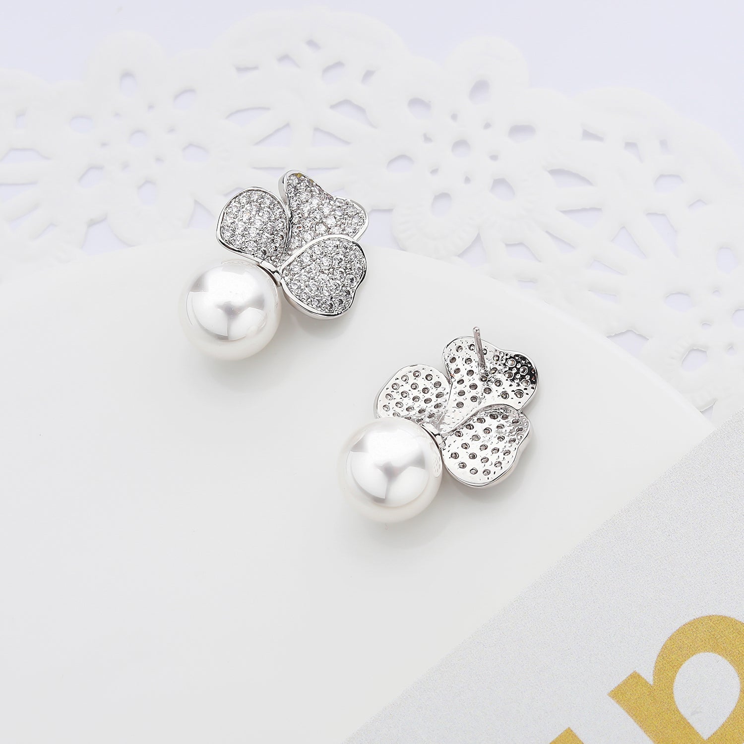 Elegant Cubic Zirconia Pearl Dangle Earrings for Women - Wedding, Bridal & Party Jewelry CE10982 | Perfect for Bridesmaids, Prom & Special Occasions