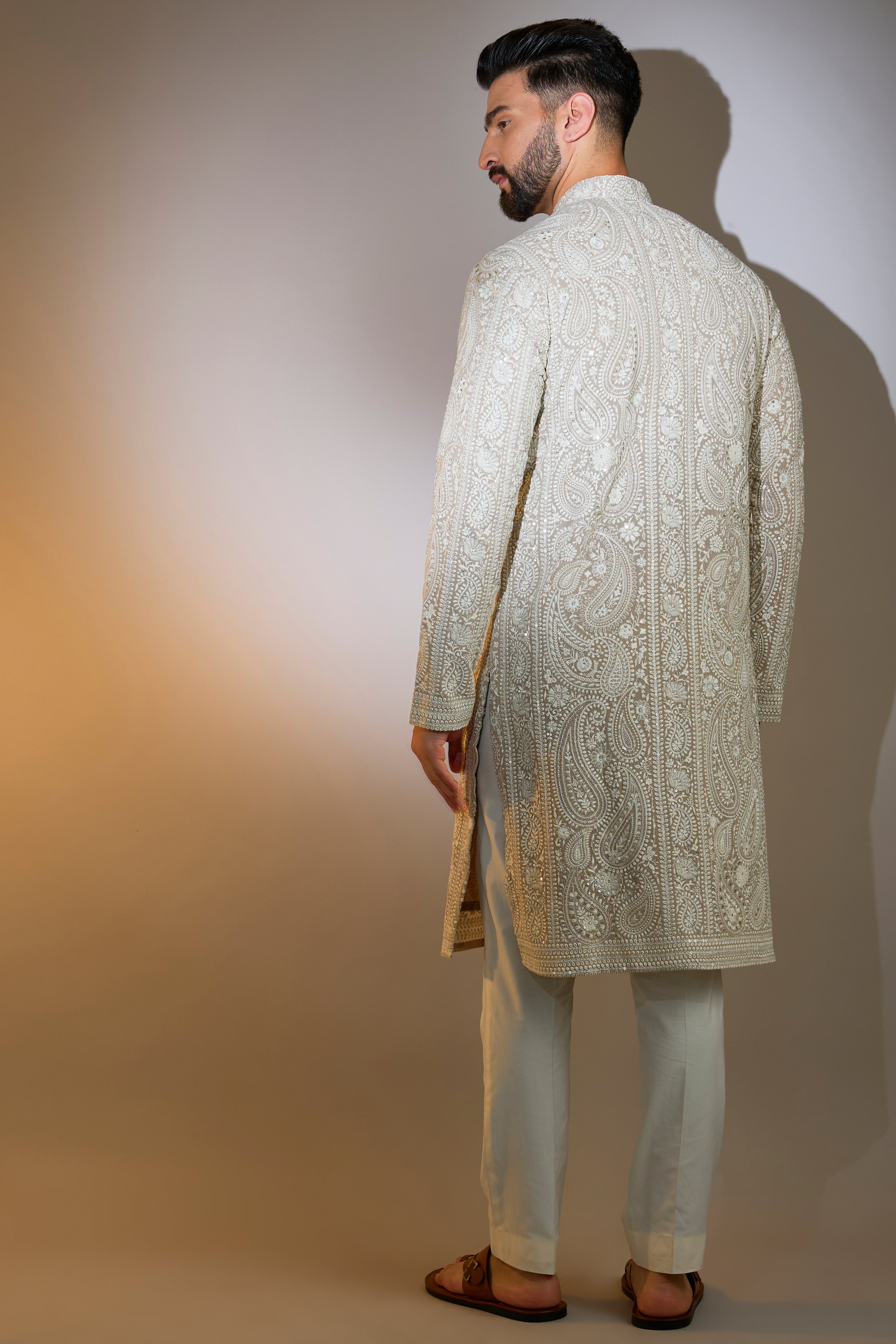 Stylish Mouse Chinkari Kurta with Paisley Print - Traditional Indian Embroidered Tunic for Women - Perfect for Festivals, Weddings & Cultural Events