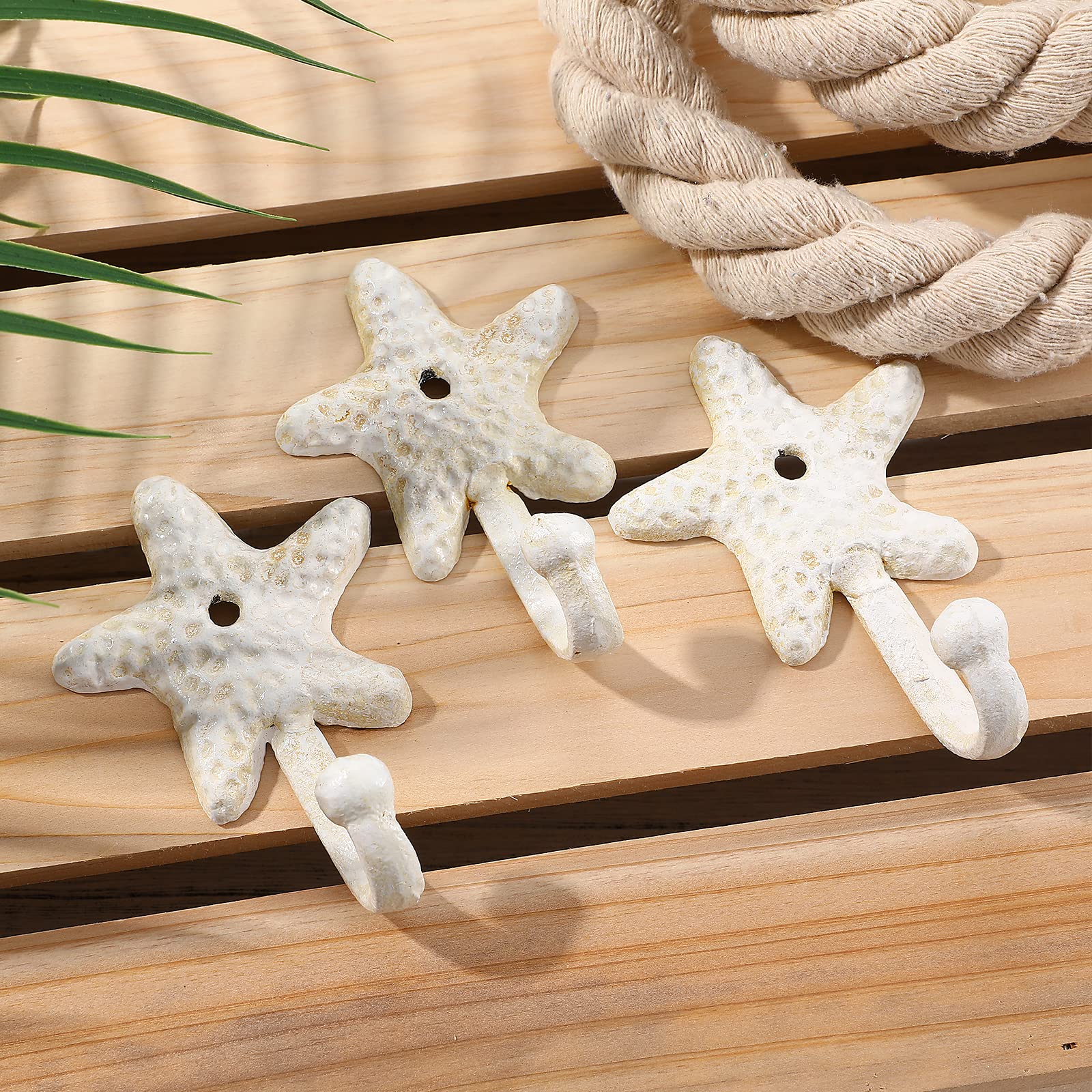 3-Pack Star Shaped Iron Towel Hooks - Heavy Duty Wall Mounted Bathroom Towel Holder for Kitchen, Bedroom, Hotel & Pool - Rustic Retro Coat Hook for Hand Towels & Robes (Perfect for Spa, Gym & Beach House Decor)