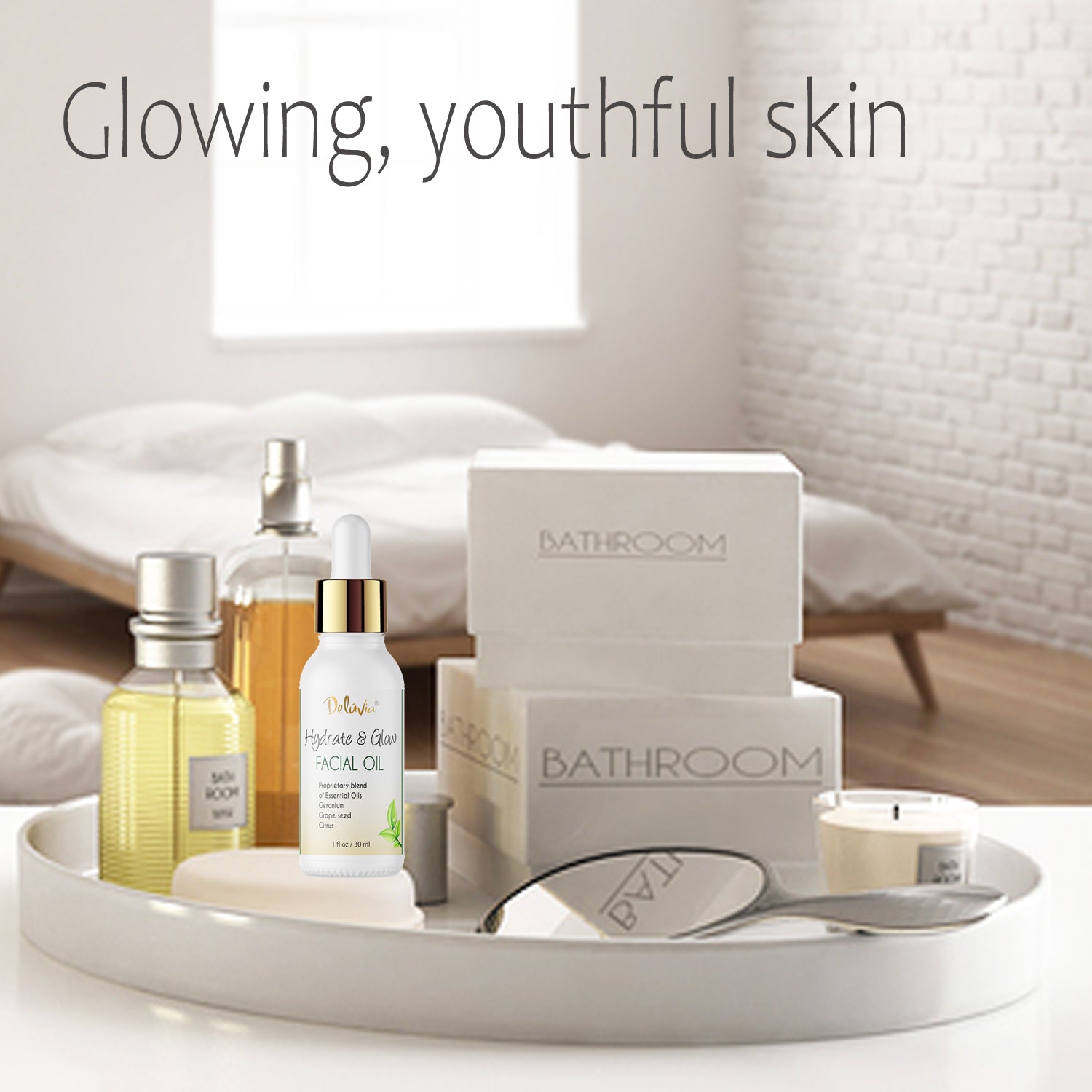 Hydrate & Glow Facial Oil - Organic Vitamin E & Rosehip Oil for Dry Skin - Day & Night Moisturizer for Face Care & Anti-Aging