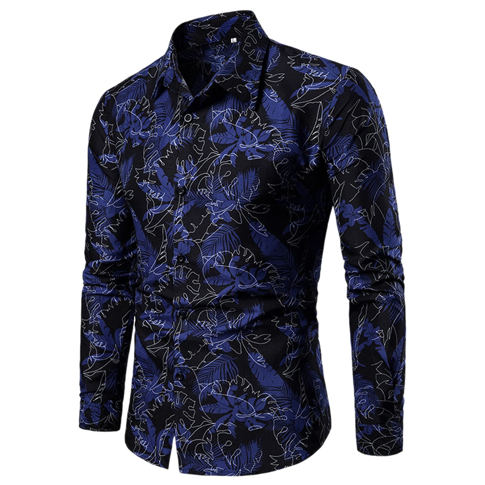 Xiloccer Men's Casual Button Down Dress Shirts - Long Sleeve Printed T-Shirts for Fishing & Outdoor Activities | Comfortable Compression Shirt for Work, Travel & Daily Wear