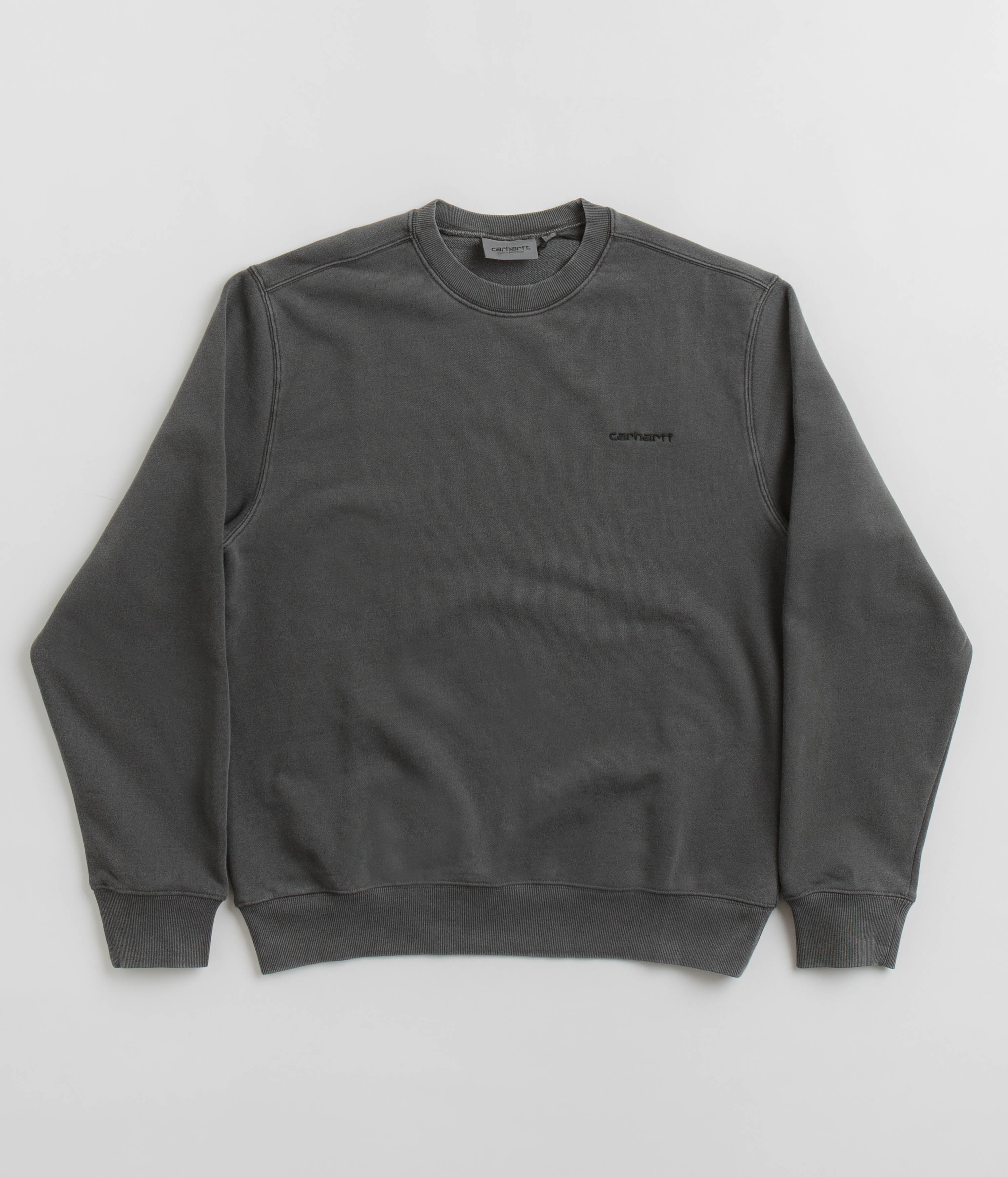 Carhartt Duster Script Crewneck Sweatshirt for Men - Black Cotton Pullover Hoodie | Casual Streetwear & Workwear Style for Everyday Comfort