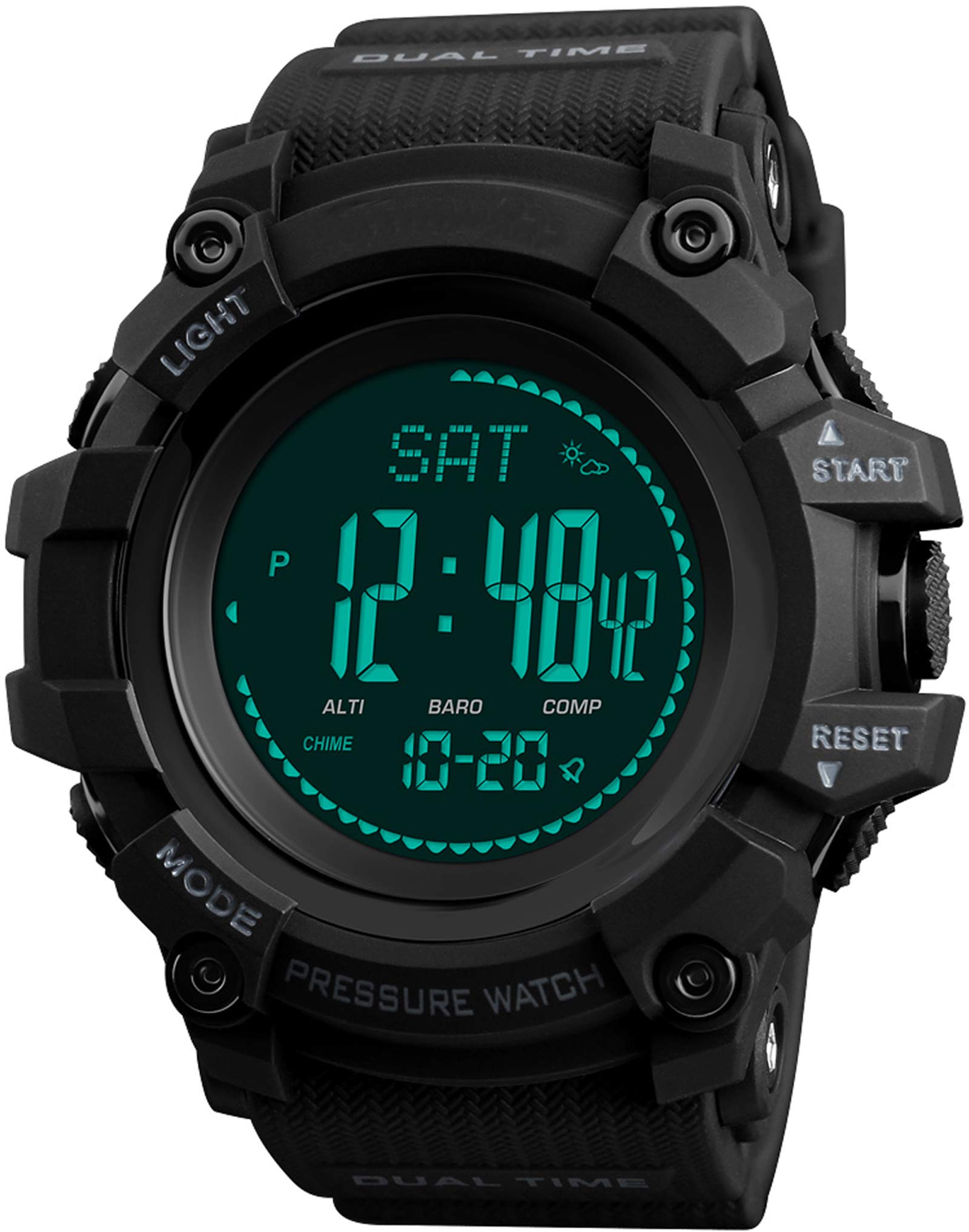 Men's Military Digital Watch with Compass & Pedometer for Running & Fitness