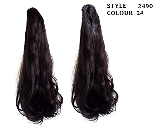Baal Brown Synthetic Curly Wavy Ponytail Hair Extension for Women & Girls - Instant Long Hair for Parties, Cosplay & Daily Styling