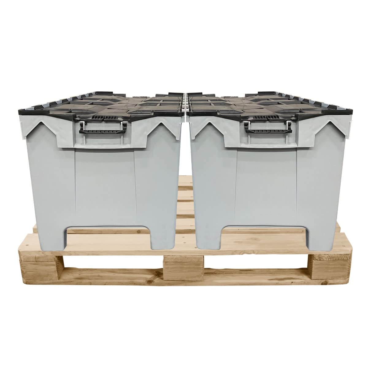 Heavy Duty Plastic Storage Tote Crate - Half Pallet Size, Durable Grey Stackable Bins for Warehouse, Home & Office Organization - Perfect for Moving, Shipping & Industrial Use