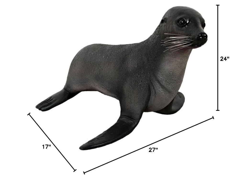 LM Treasures Realistic Sea Lion Baby Seal Statue - Handcrafted Resin Ocean Animal Decor for Home, Office Desk, or Garden