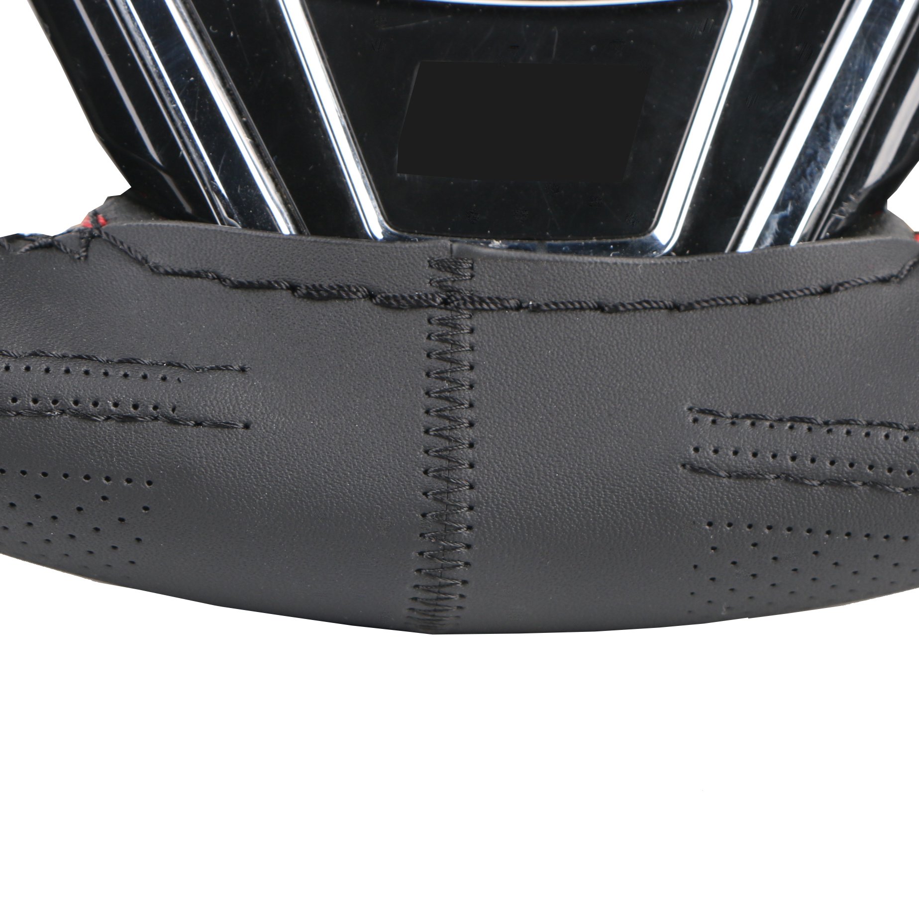 Premium Microfiber Leather Car Steering Wheel Cover - Anti-Slip Stitch-On Wrap with Needle & Thread (14 Inch, Black) - Perfect for Honda Civic & DIY Auto Interior Upgrade - Great for Daily Commutes & Long Road Trips