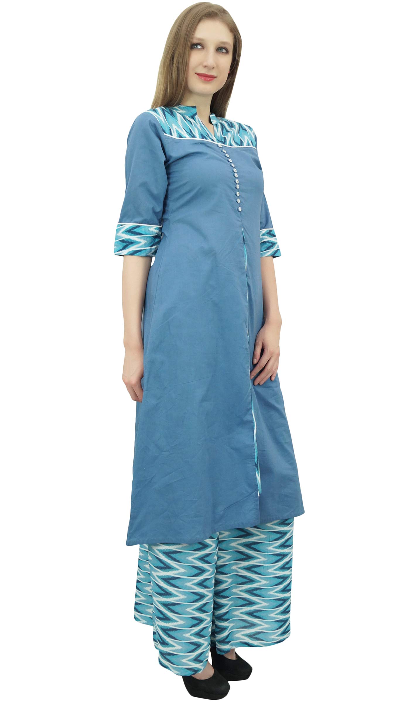 Stylish Women's Indian A-Line Kurti Kurta Dress with Palazzo Pants - Traditional Ethnic Outfit for Festivals, Parties & Casual Wear