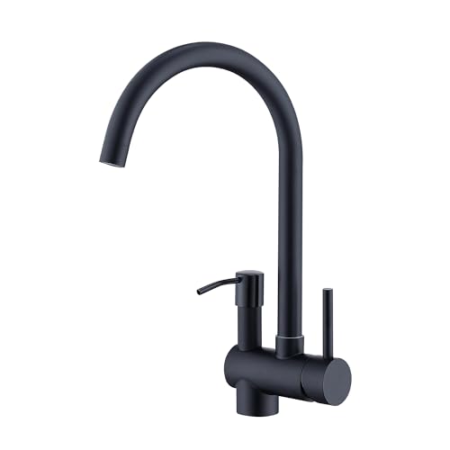 Black Faucet with Soap Dispenser