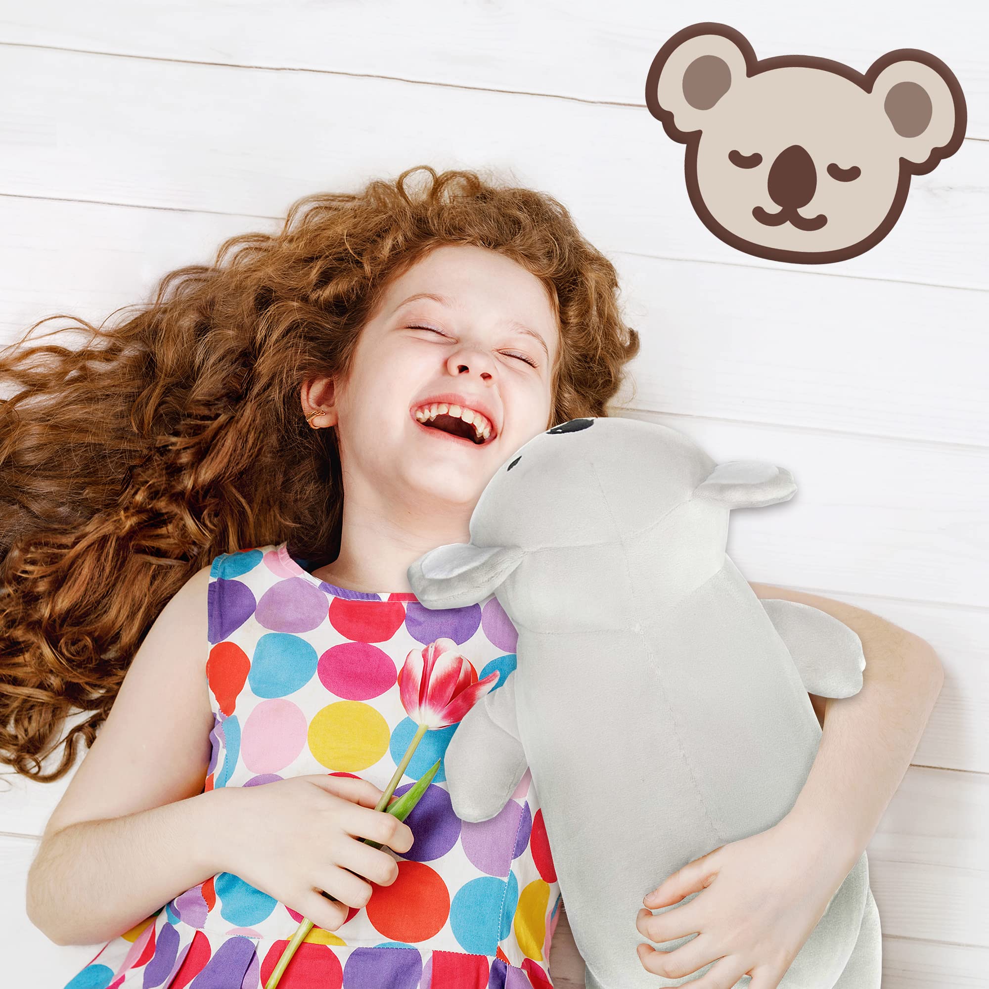 **Adorable Koala Bear Plush Pillow - Soft Stuffed Animal Toy for Kids, Boys & Girls - Cute Kawaii Squishy Plushie for Bedroom Decor, Nap Time & Cuddling**
