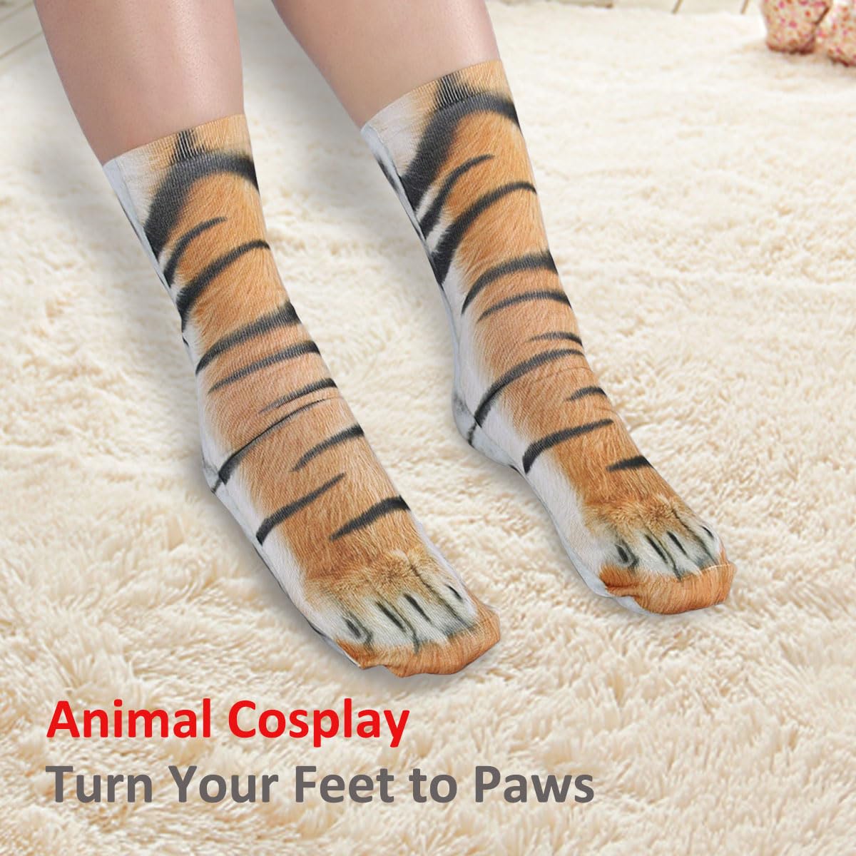 Funny Animal Paw Socks - Cute Novelty Socks for Men, Women, Teens - Perfect Birthday Gifts, Christmas Stocking Stuffers, White Elephant Gifts - Great for Parties, Office Gag Gifts & Cozy Home Wear