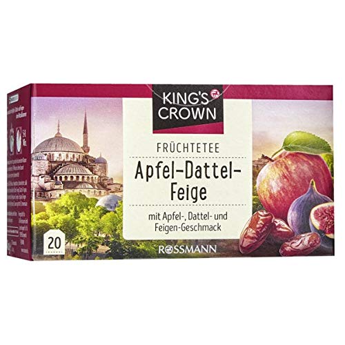 King's Crown Apple Date Fig Tea - 20 Bags | German Made for Relaxation
