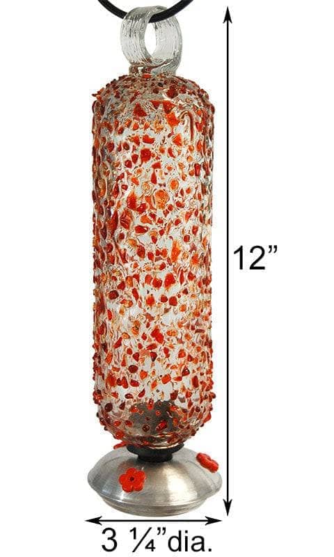 Exquisite Filigree Hummingbird Feeder with Cinnabar Sprinkles - Handcrafted Glass Nectar Feeder for Garden, Patio & Outdoor Decor - Attract Hummingbirds to Your Backyard