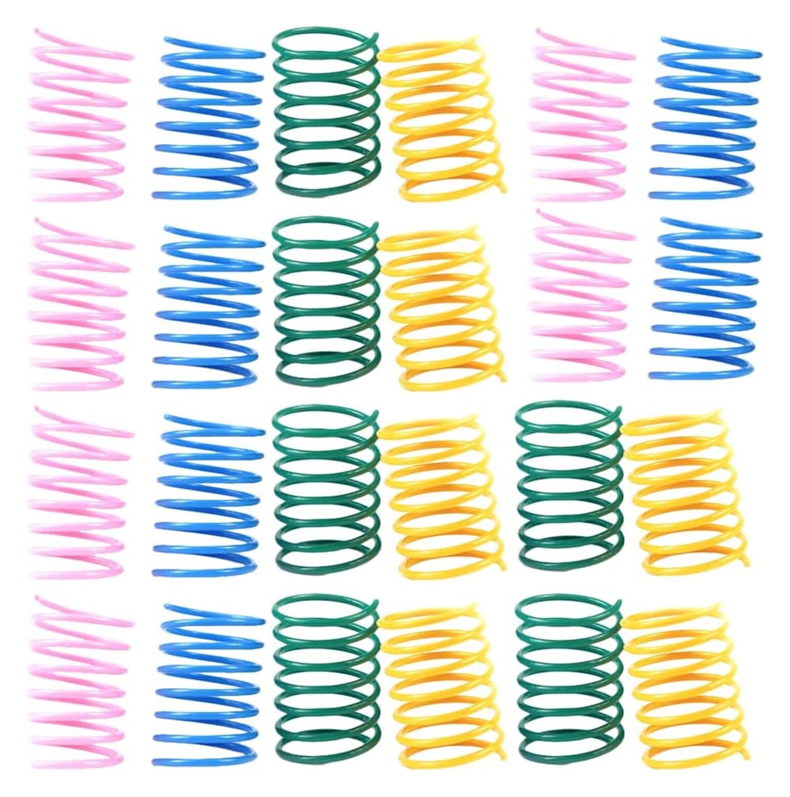 Yalych 40 Pcs Cat Spring Toys - Colorful Plastic Springs for Cats, Interactive Teasing Toy for Indoor Play - Perfect for Kittens & Adult Cats (Mixed Colors)