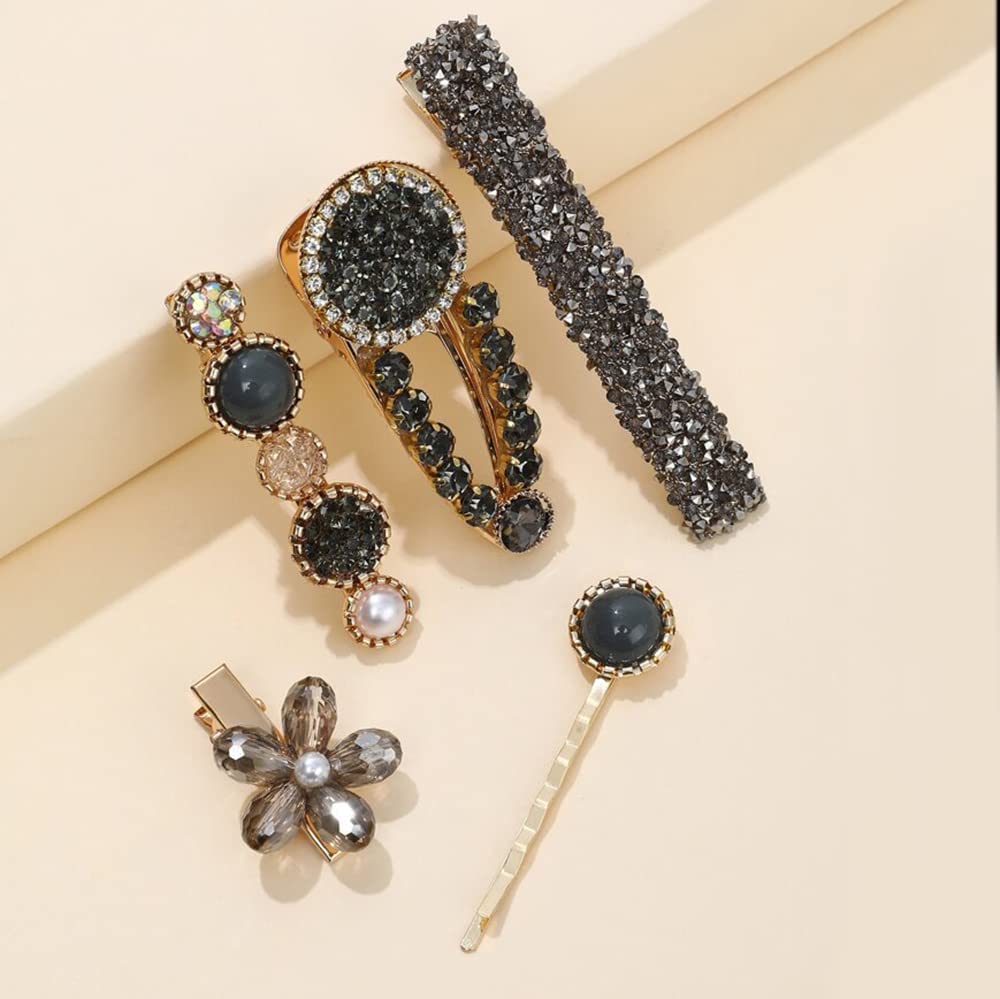 Korean Style Metal Hair Clips for Women - Elegant Alligator Hairpins Set of 5, Fashion Hair Accessories for Girls & Women | Perfect for Weddings, Parties & Daily Styling