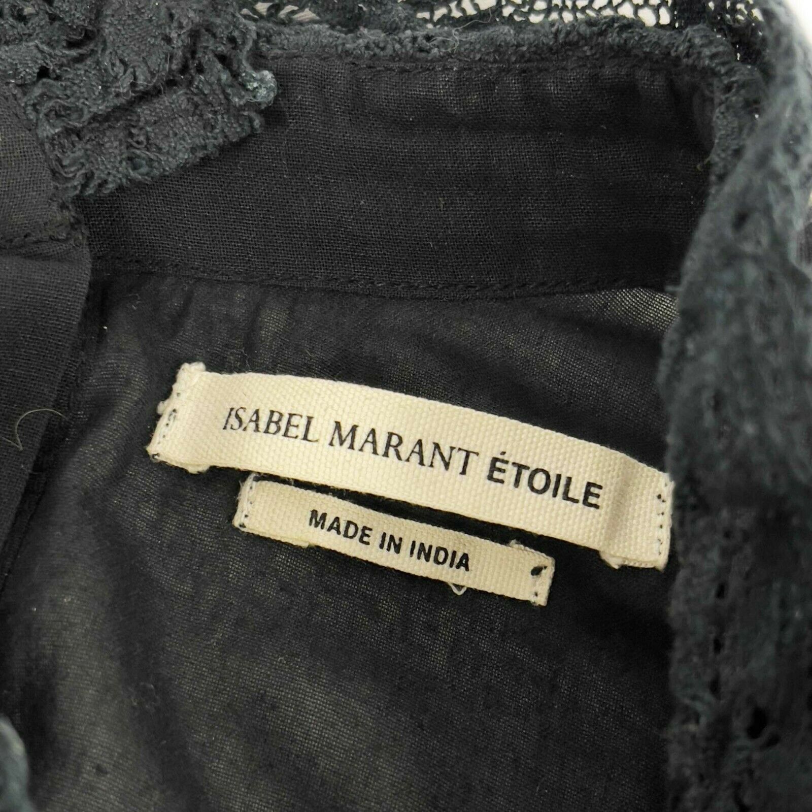 ISABEL MARANT ETOILE Ria High Neck Lace Blouse - Women's Elegant Black Lace Top Size US 4 (S) for Party, Wedding & Evening Occasions