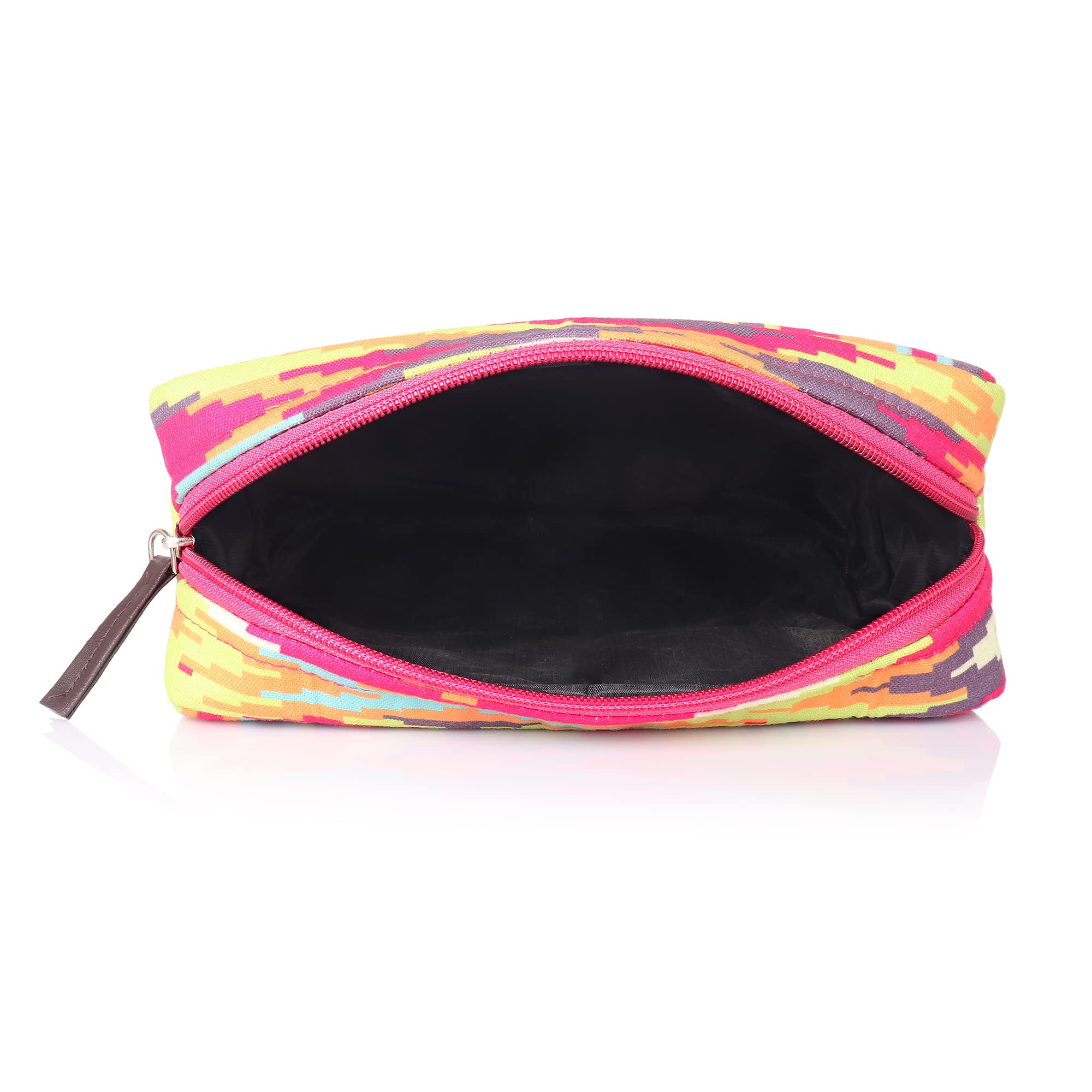 Vibrant Multi-Color Ikat Pattern Makeup Bag & Travel Organizer Pouch - Perfect for Cosmetics, Toiletries, Jewelry Storage & On-the-Go Essentials