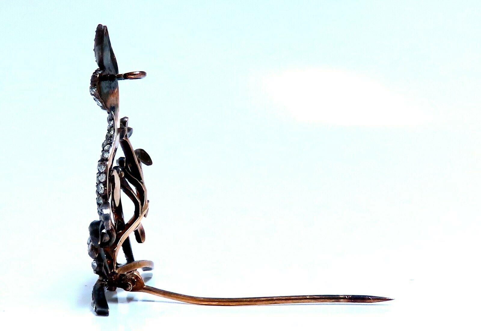 Antique 3 Carat Natural Diamond Deer Brooch Pin in 14K Gold - Perfect for Vintage Jewelry Collectors & Special Occasion Gifts