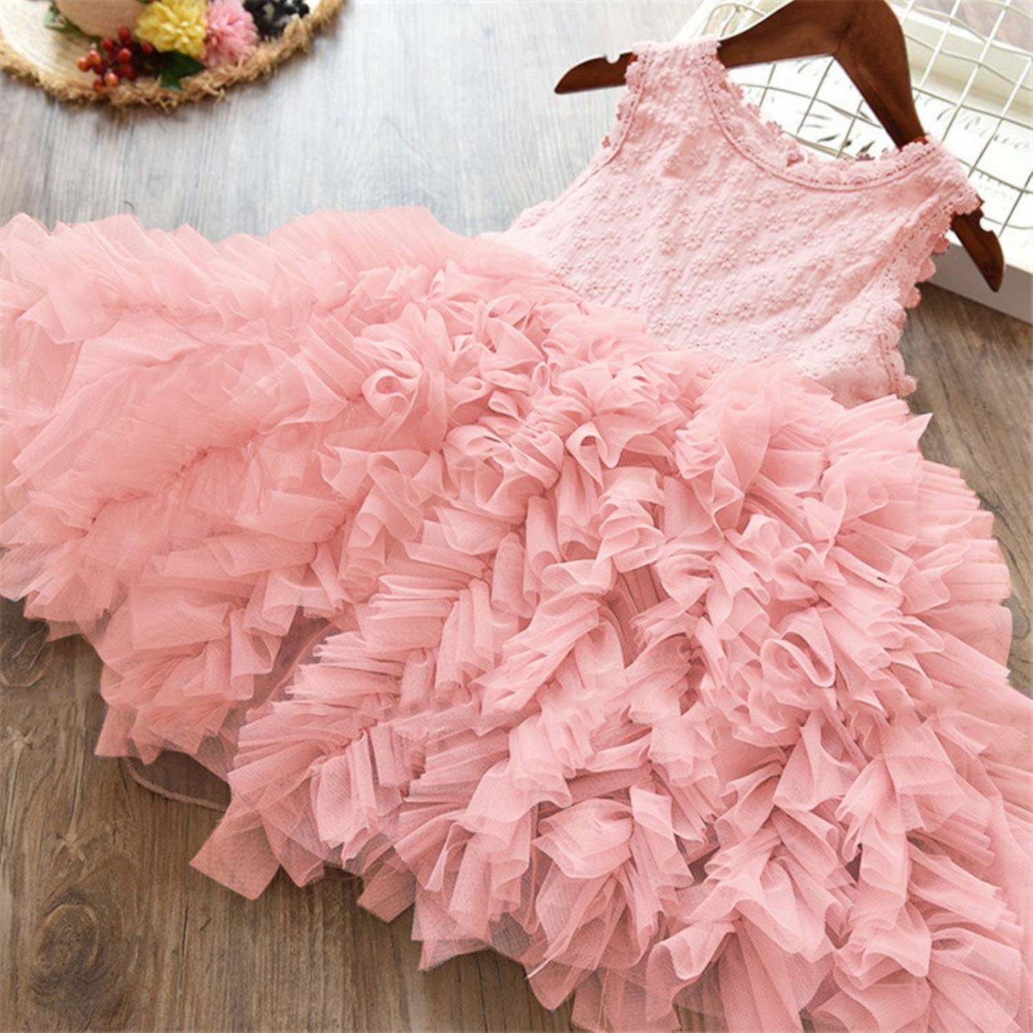 NNJXD Girls Tutu Dress with Tulle Ruffles - Flower Girl Dresses for Weddings, Birthday Parties & Special Occasions | Perfect for Pageants, Photo Shoots & Princess-Themed Events