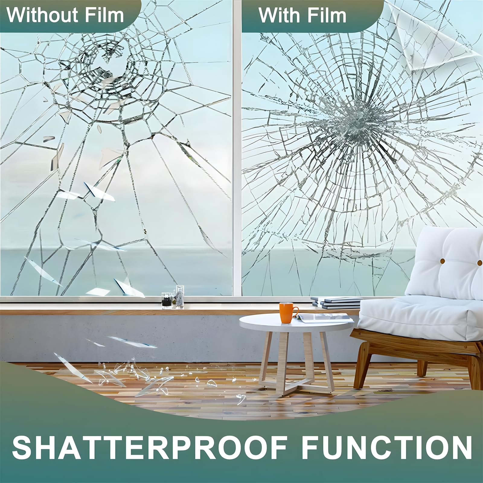 4 Mil Clear Shatterproof Security Window Film - Anti-Shatter Safety Film for Glass Windows, Ideal for Home, Office, and Commercial Use