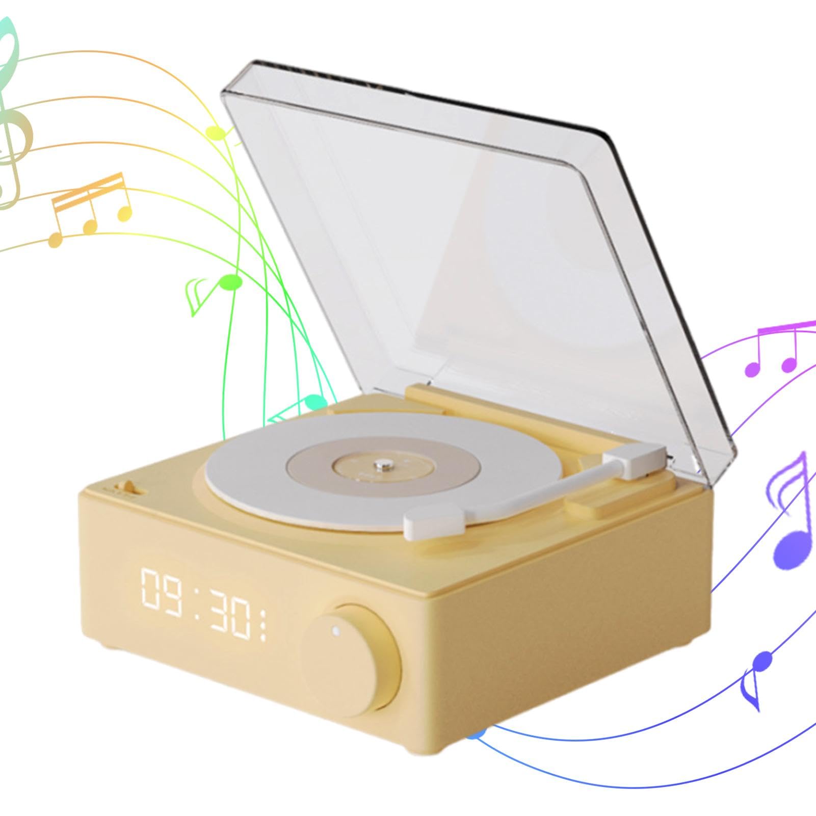 Weiting Turntable Speakers Wired & Wireless - Vertical Record Player with Alarm Clock - Portable Bluetooth Speakers for Parties, Bedroom, Hiking, Biking, Beach, and Outdoor Adventures