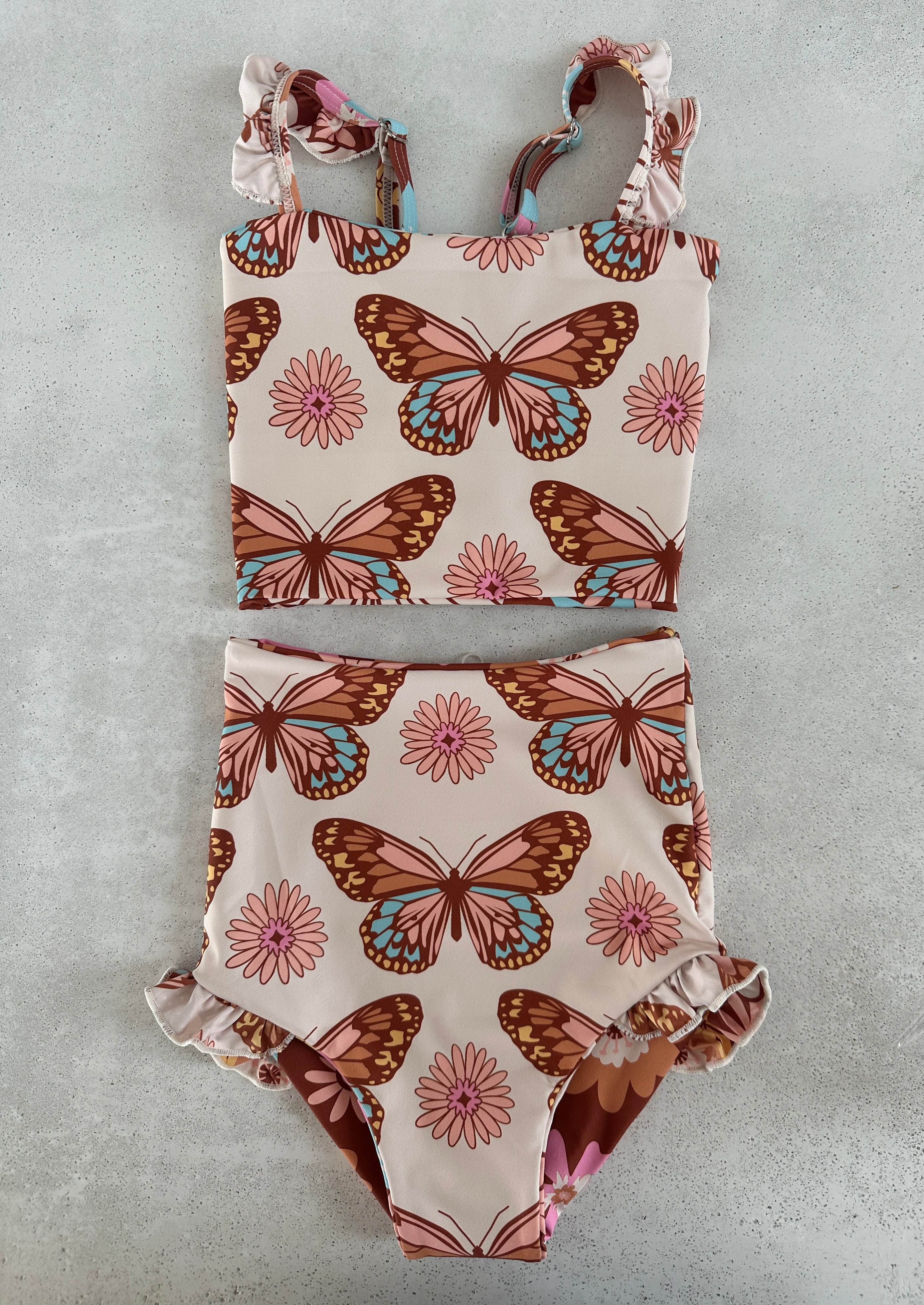 Baby Skylee Reversible Tankini Swimsuit for Girls - 2-in-1 Swimwear Set with Matching Bottoms - UPF 50+ Sun Protection - Perfect for Pool, Beach & Summer Vacation - $28