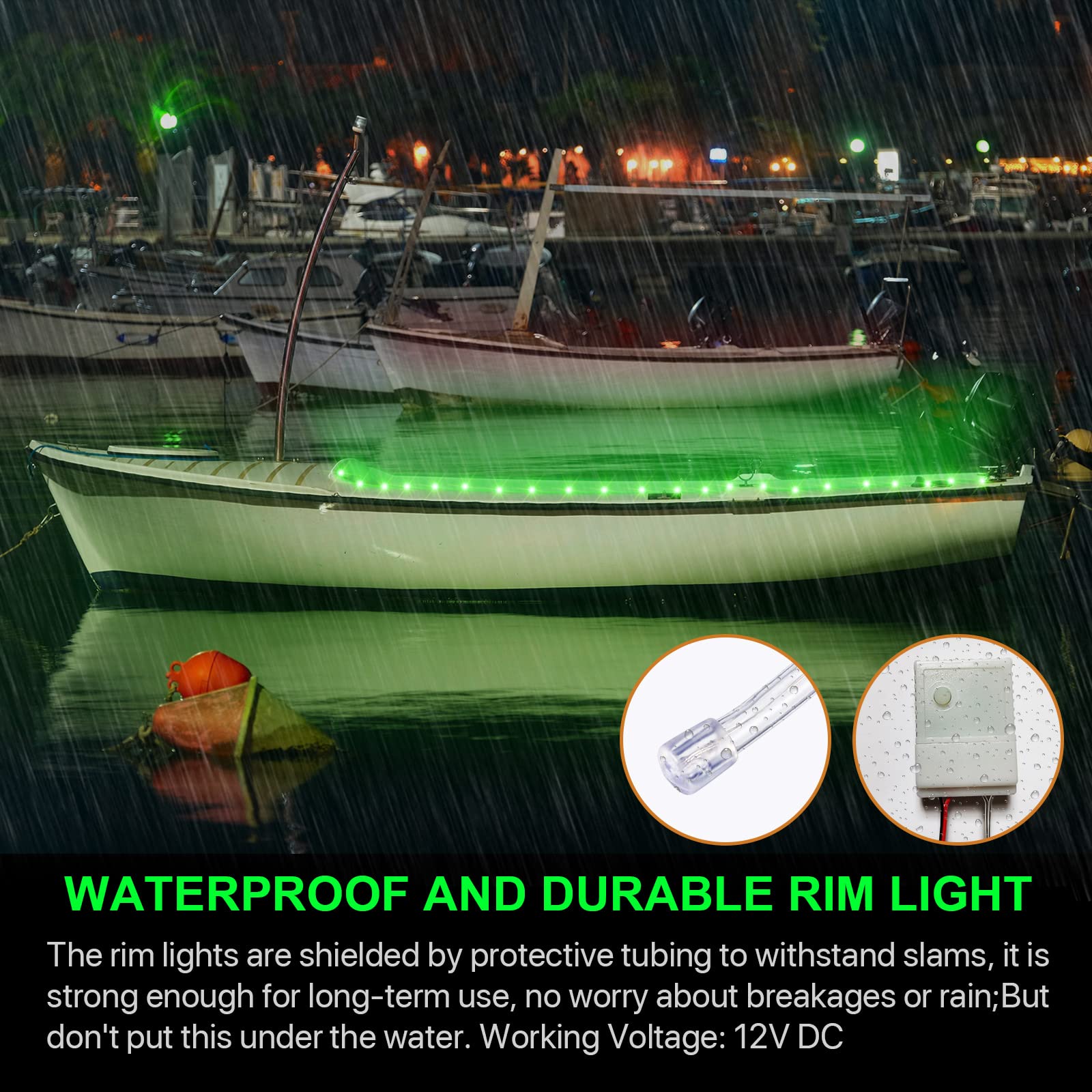 16.4Ft Waterproof LED Boat Strip Lights with Remote Control - 16 Color Changing Marine Lights for Interior & Deck - Perfect for Night Boating on Pontoon, Bass, Fishing Boats, Yachts & Vessels | Enhance Ambiance & Safety on Water