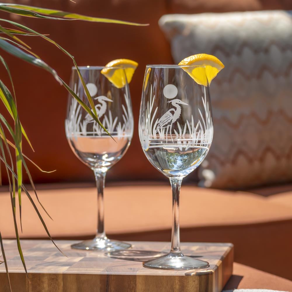 Premium Heron 12oz White Wine Glasses Set of 4 - Elegant Crystal Clear Stemware for Chardonnay, Sauvignon Blanc & Riesling | Perfect for Dinner Parties, Weddings & Romantic Evenings
