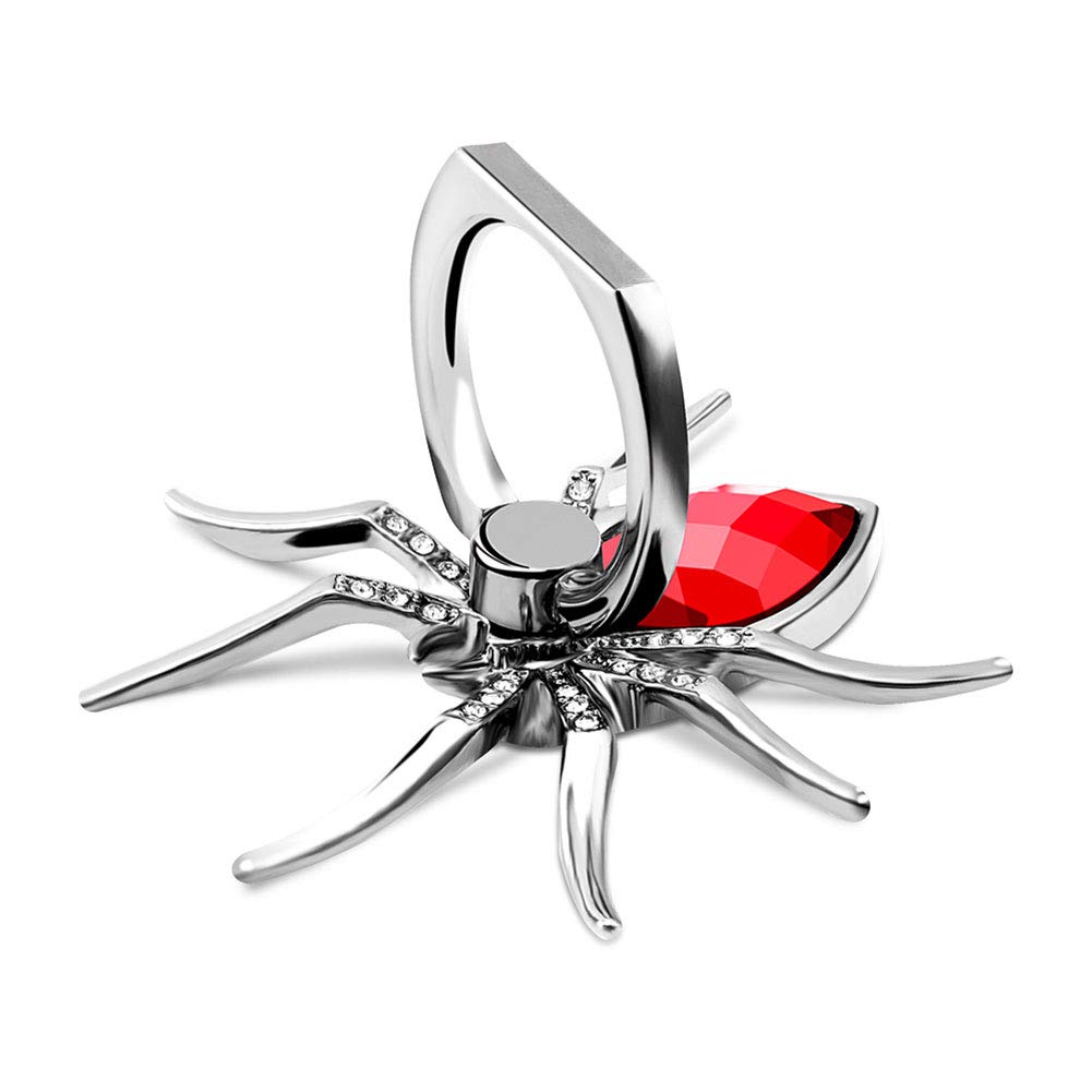360° Rotating Metal Phone Finger Stand with Diamond Design - Spider Ring Holder for Mobile Phones (Red) | Perfect for Watching Videos, Gaming & Hands-Free Calling