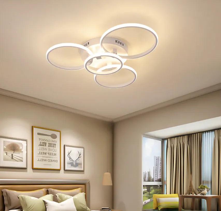 Modern LED Pendant Light with Ring Design - Stylish Ceiling Lighting for Living Room, Bedroom, and Dining Area