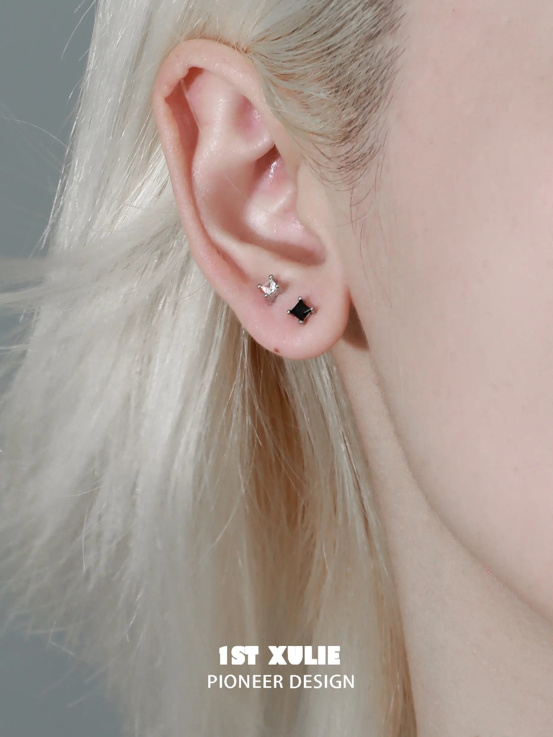 18k Platinum Plated Snake Bite White & Black Serpent Stud Earrings for Women - Gothic Punk Jewelry for Parties, Concerts and Night Out