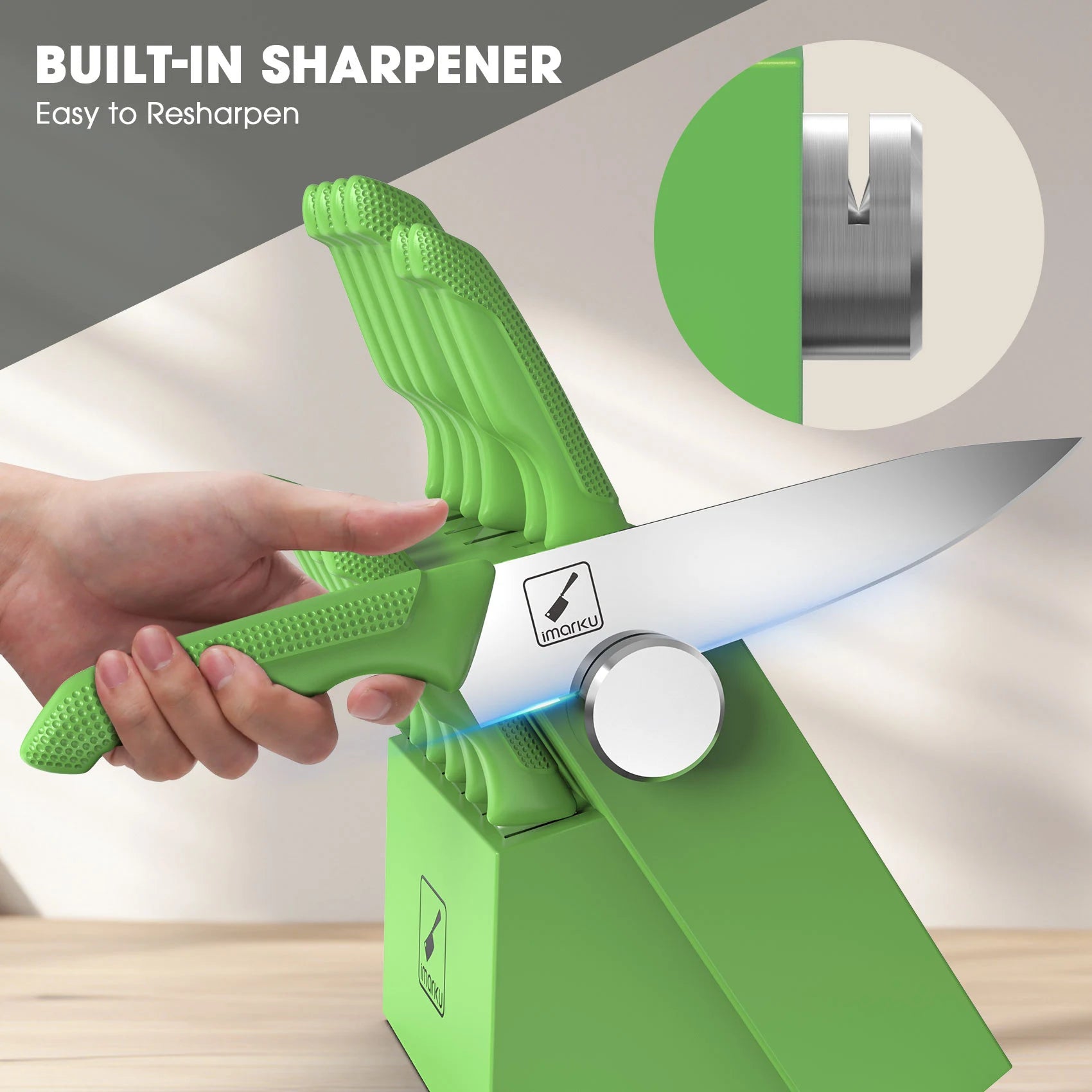 Premium Green Knife Set with Stainless Steel Blades & Ergonomic PP Handles - Perfect for Kitchen, Camping, BBQ and Outdoor Cooking