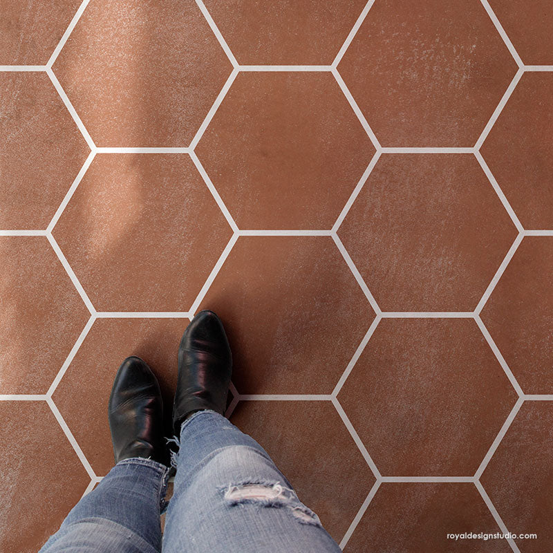 Premium Hexagon Tile Stencil for DIY Home Decor - Reusable Template for Wall, Floor, and Furniture Painting Projects