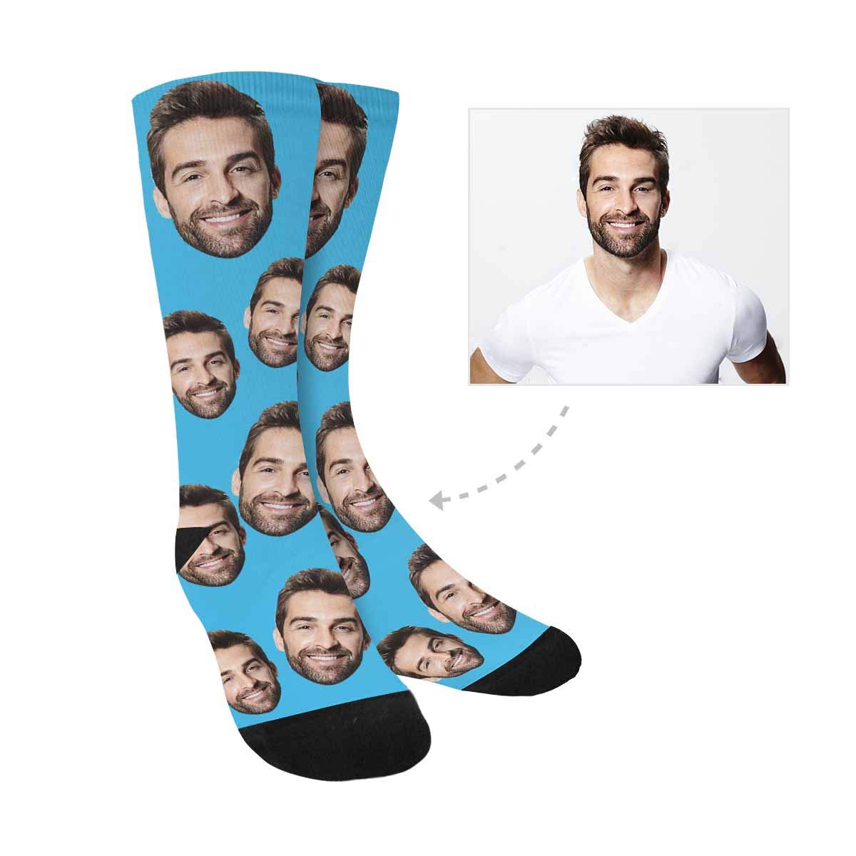 Custom Face Socks - Personalized Funny Photo Socks with 17 Color Options | Turn Your Picture into Unique Crew Socks for Gifts, Parties & Couples