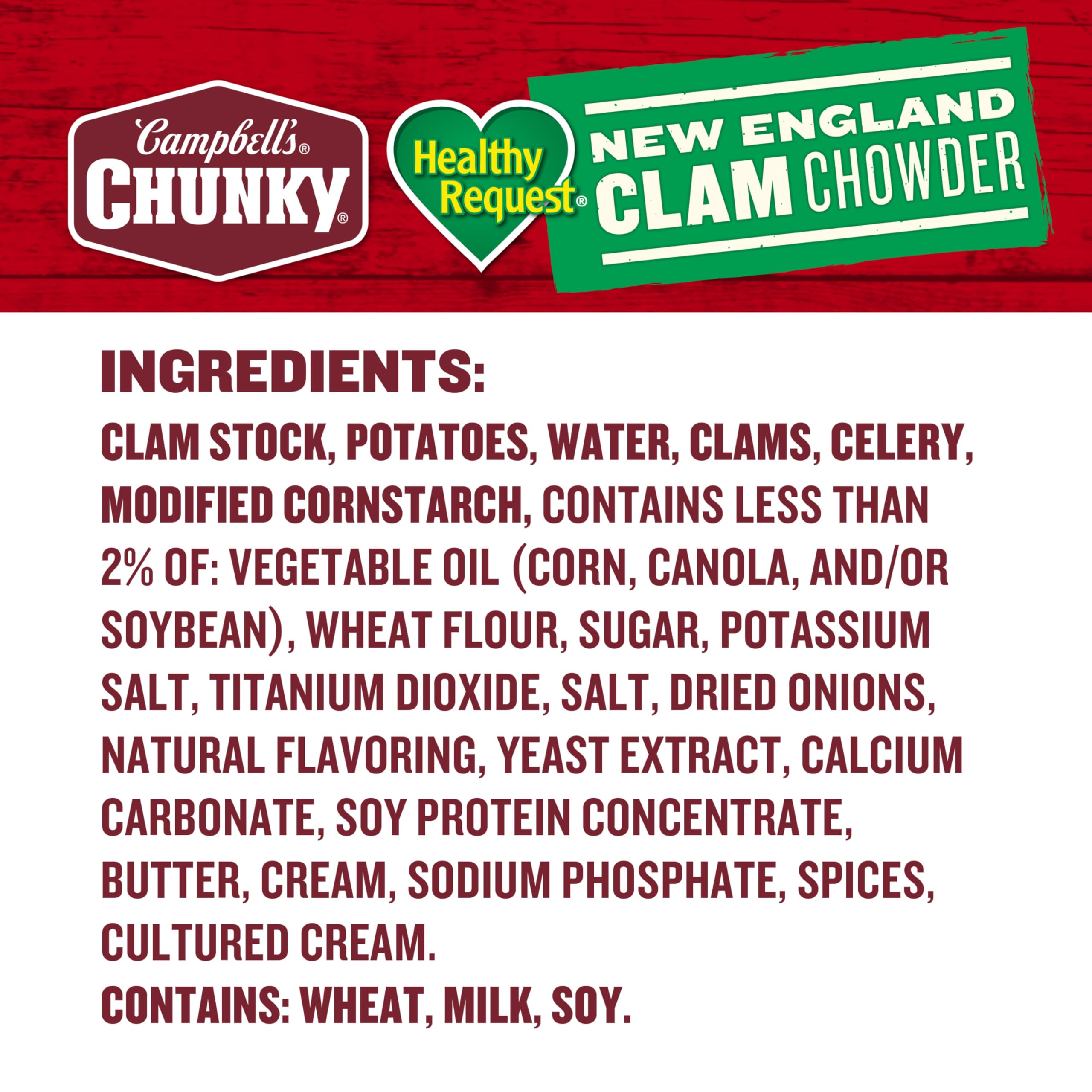 Campbell's Chunky Healthy Request New England Clam Chowder Soup - 18.8 Oz Can (Pack of 6) | Hearty & Nutritious Meal for Lunch, Dinner or Quick Comfort Food