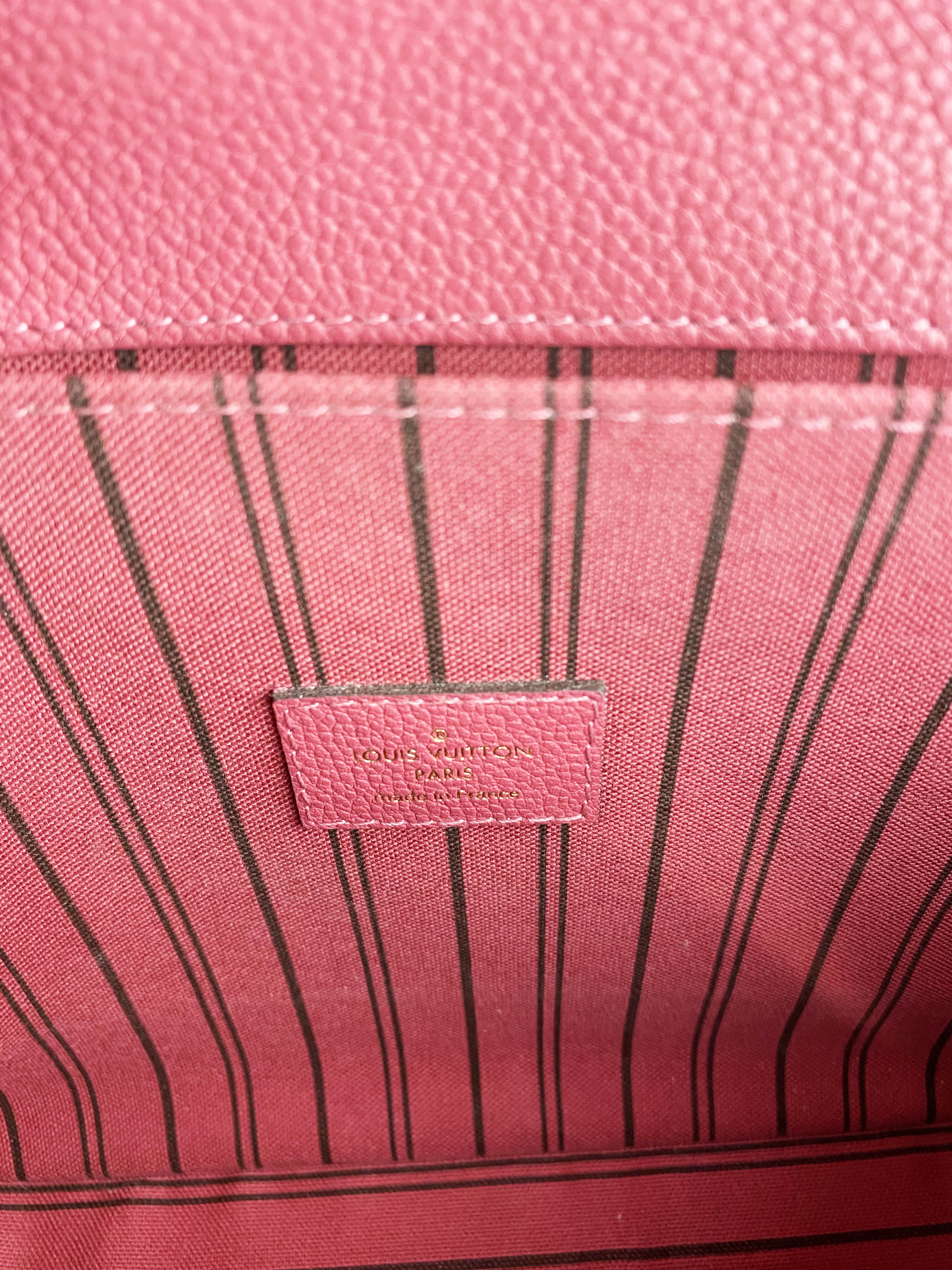 Louis Vuitton Pochette Metis Empreinte Leather Crossbody Bag in Rose Bruyere - Luxury Designer Handbag for Women, Perfect for Work, Travel & Everyday Use