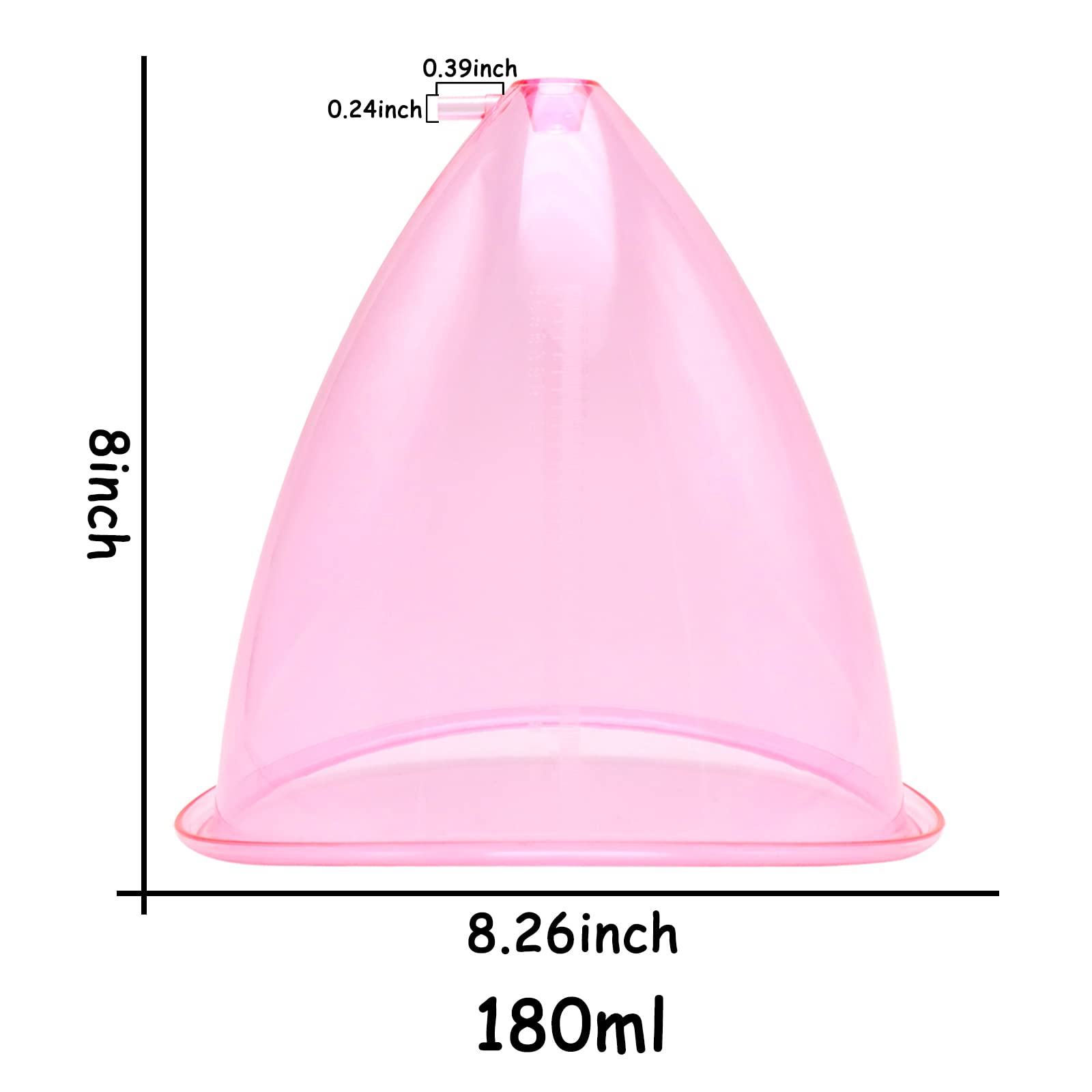 WeiWei XL Butt Suction Cups 180ml - Vacuum Therapy Cupping Set for Butt Lifting & Body Massage with Y-Hose (Pink, 1 Pair) - Perfect for Home Spa, Professional Massage Therapy & Body Contouring Treatments